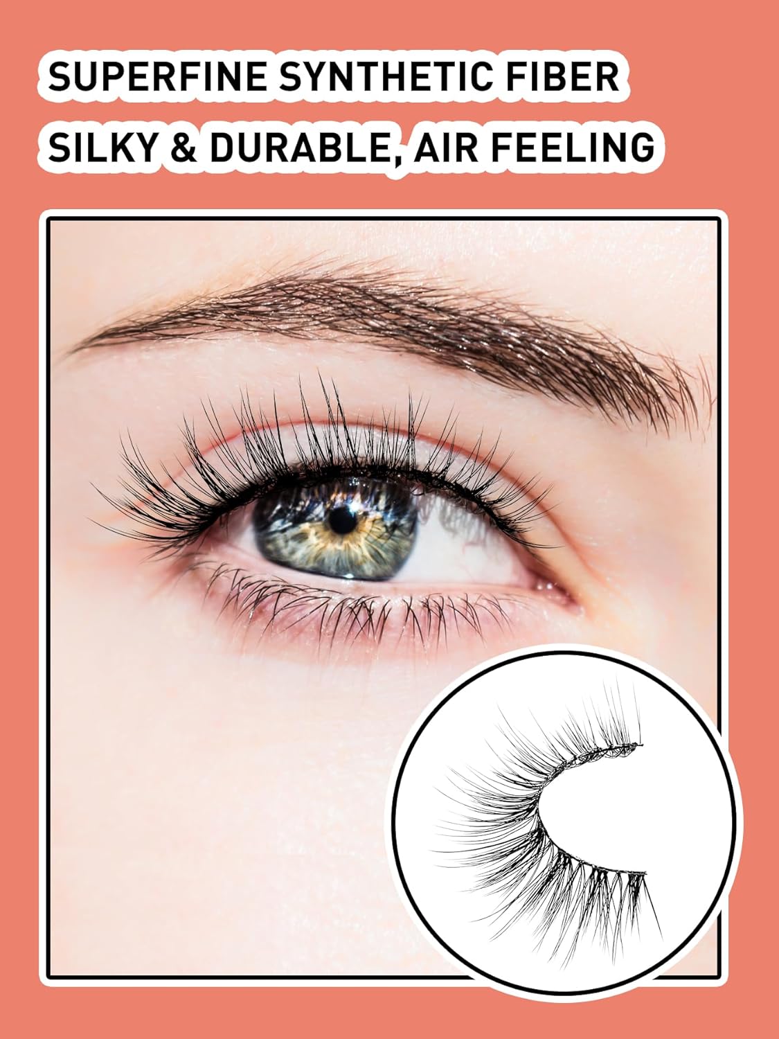 Wispy Cat Eye Lashes False Eyelashes Natural 15MM Strip Eyelashes Thin Band False Lashes 3D Volume Fake Lashes 7 Pair Soft Lash Pack Siligli