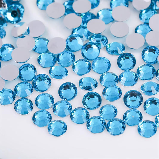 3000 Pieces SS6 2mm Flatback Rhinestones Clear Glass Round Gems Crystals for Nail Art DIY Crafts Clothes Shoes Bags （Aqua Blue）