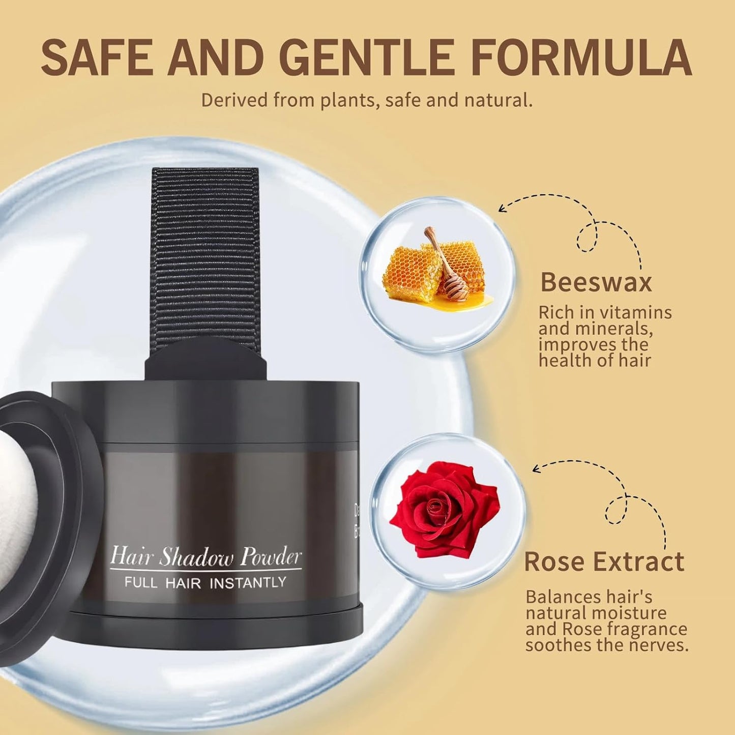 Hairline Powder (Light Brown) Hair Root Dye, Instantly Color Shadow for Thin and Gray Hair Roots - 4g