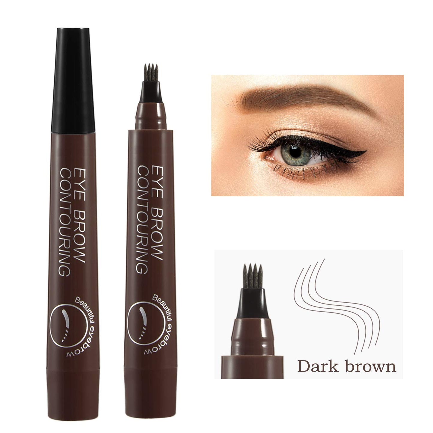 Liquid Eyebrow Pen, Waterproof Microblading Eyebrow Pencil with a Micro-Fork Tip Applicator, Creates Natural Looking Brows Effortlessly