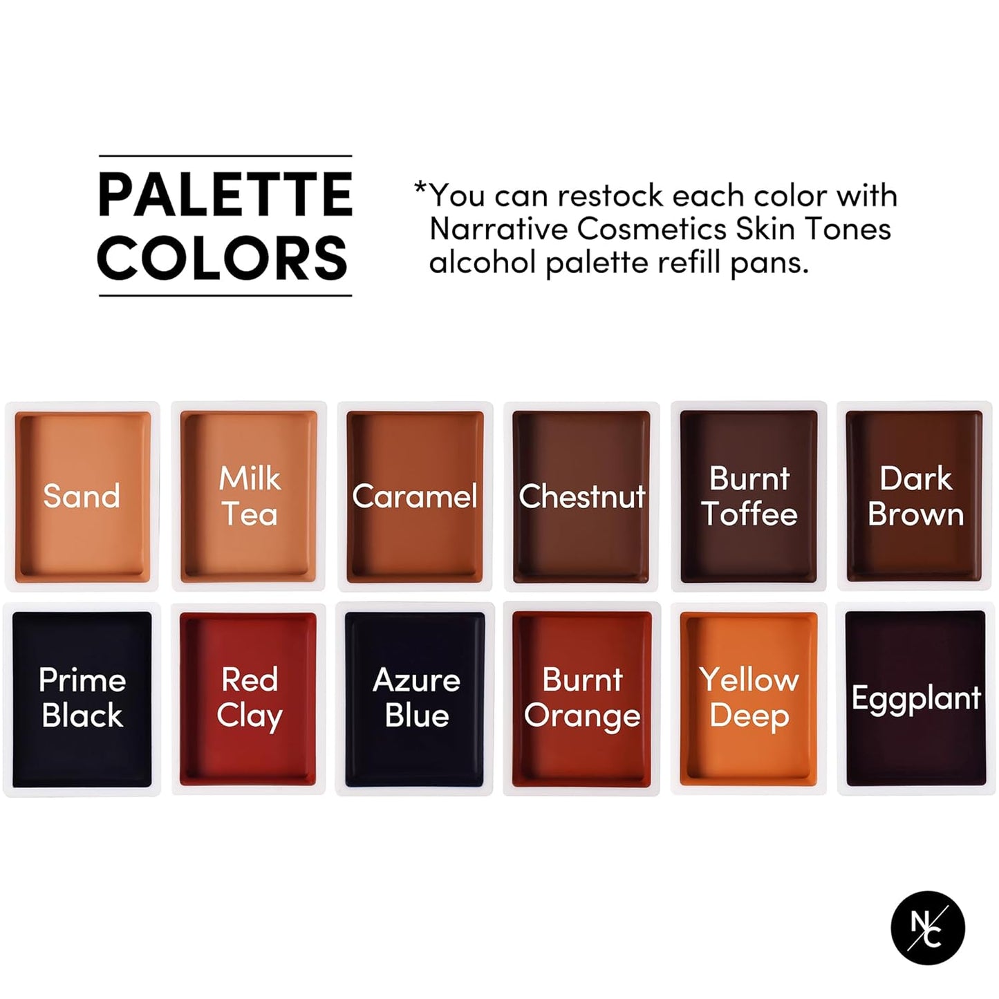 12 Color Dark Flesh Tone Alcohol Activated Makeup Palette Kit - Includes Alcohol Activator and Moisturizing Remover - Waterproof Makeup for Professional Makeup Artists