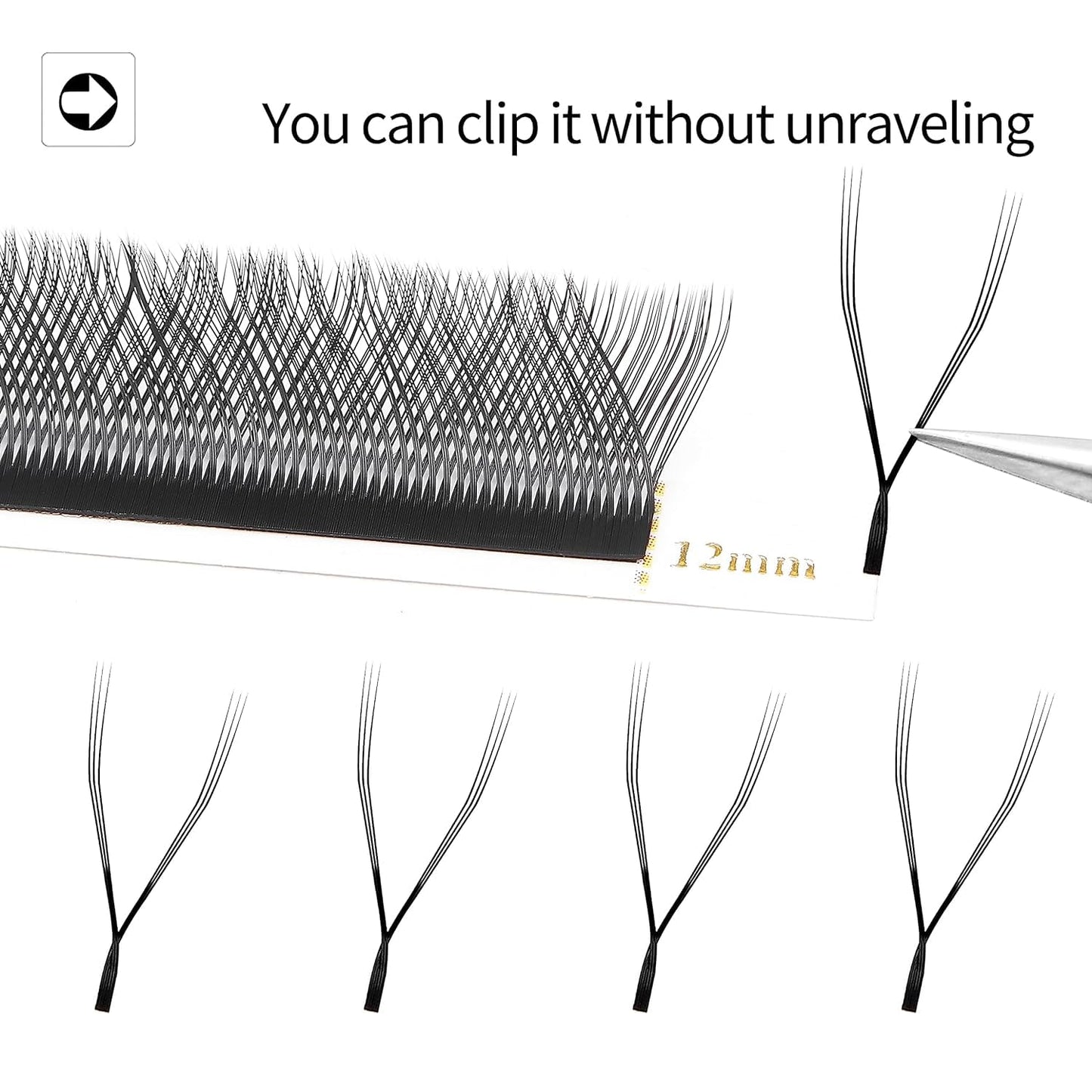 Lash Extensions 3 Tips Triple yyy Eyelash Extensions W Shape 0.07mm Thickness C Curl Mix 8-15mm Premade Fans Easy Fan Volume Lashes Matte Black Crisscross(YYY-Triple-0.07-C,8-15mm Mix)