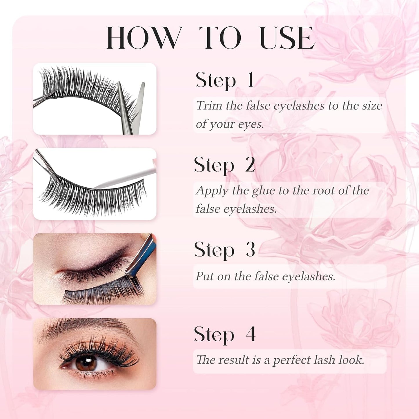 False Eyelashes Natural Look Black Cat Eye Lashes Comfortable Fake Lashes with Thin Band Wear, Pack 5 Pairs, LZEZ5 FADLASH