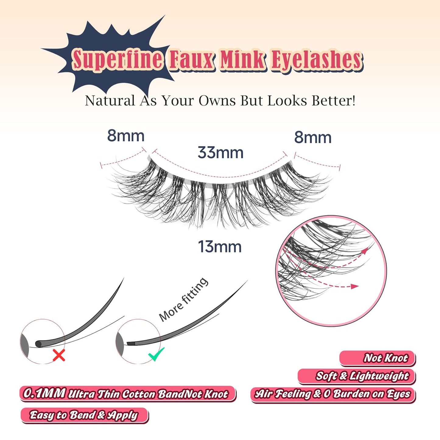 Wispy Lashes Natural Look False Eyelashes 13MM Eye Lash Pack 3D Volume Fake Eyelashes 7 Pair Siligli