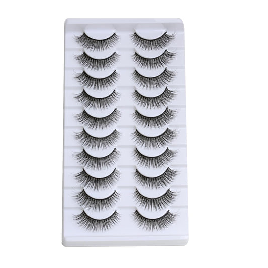 SUNWELL False Eyelashes 12mm Mink Lashes Natural Look Cat Eye Faux Mink Lashes 3D Fluffy Soft Luxury Volume Fake Eyelashes 10 Pairs Pack