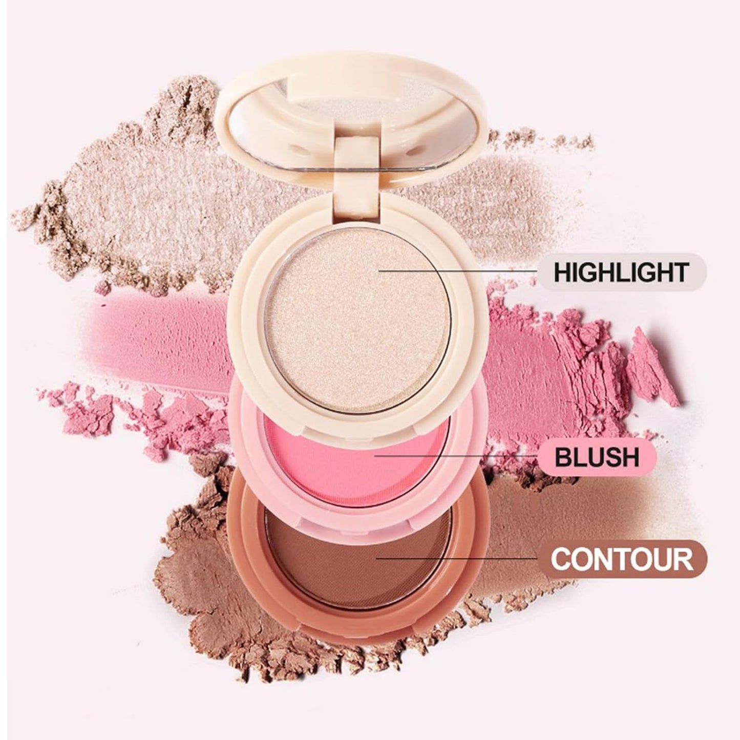 Makeup Eyeshadow Palettes, 3-in-1 Protable Multifunction Blush Highlighter Contour Palettes with 3 Trend Colors for Daily Natural Luster Makeup, Waterproof Long Lasting - 2 Pack #3
