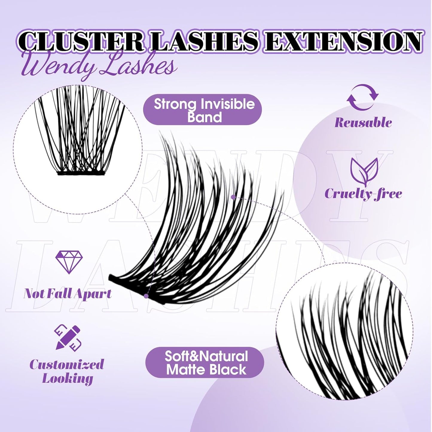 DIY Individual Lash Extensions Eyelashes Cluster Lashes 12-18 mixed D Curl Cluster Lash Nature Look Soft Wispy Cluster Eyelash Extensions（C3+C9-07-1218）