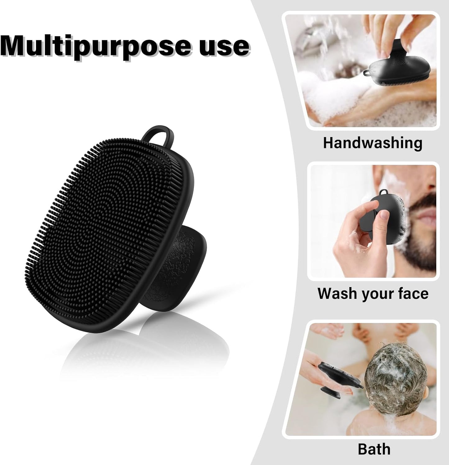 3 Pack Face Scrubber,Silicone Facial Cleansing Brush for Men & Women,Reusable Gentle Facial Waterproof Cleansing Skin Brush Exfoliating Scrubber for Sensitive Skin (Black+Pink+Gray)
