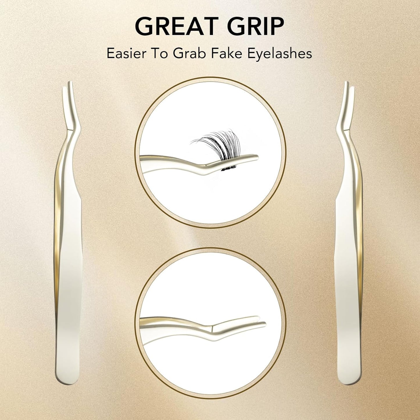 Stainless Steel Lash Applicator Tweezers - Curved Lash Clamper for False Lashes Application and Removal