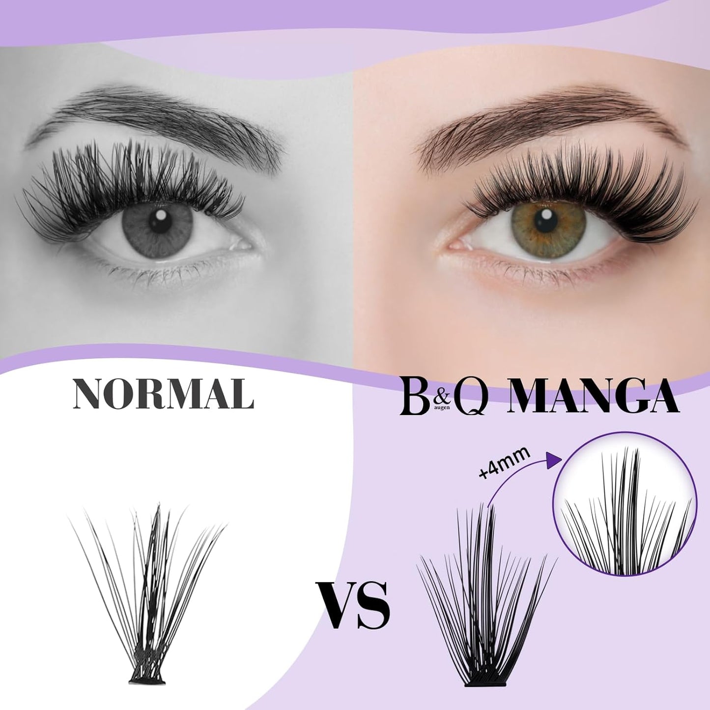 B&Qaugen Manga Lash Clusters DIY Individual Lashes 40D-D-11 300 PCS False Eyelash Cluster Manga Cluster 30D 40D 50D D Curl Eyelash Extensions at Home (40D-D-11)