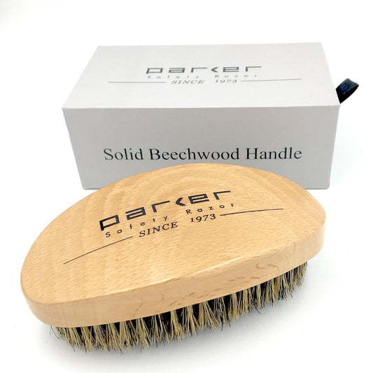 Parker Natural Boar Bristle Military Style Hair and Beard Brush with Genuine Beechwood Handle, Perfect for Styling and Grooming of Hair and Beards