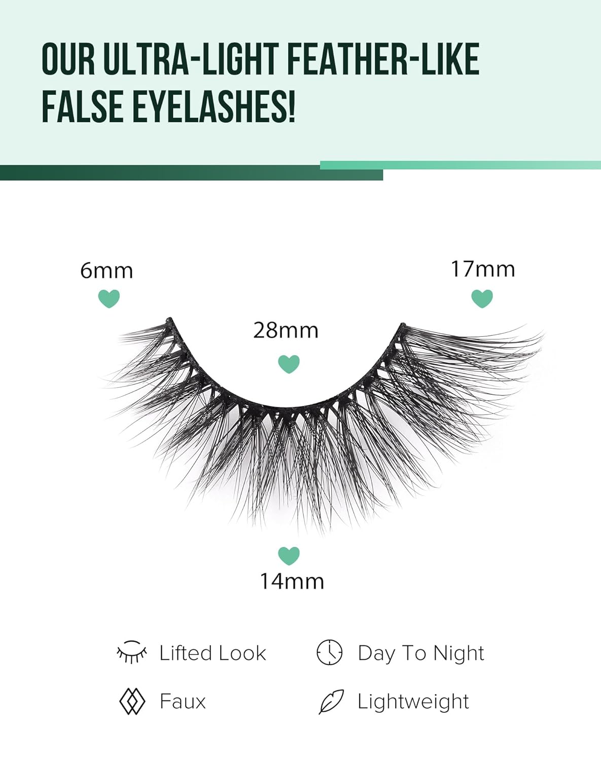 Cat Eye Lashes Soft Mink False Eyelashes Natural False Lashes Wispy Fake Lashes C Curl Faux Mink Lashes Fluffy False Lashes Pack 17MM