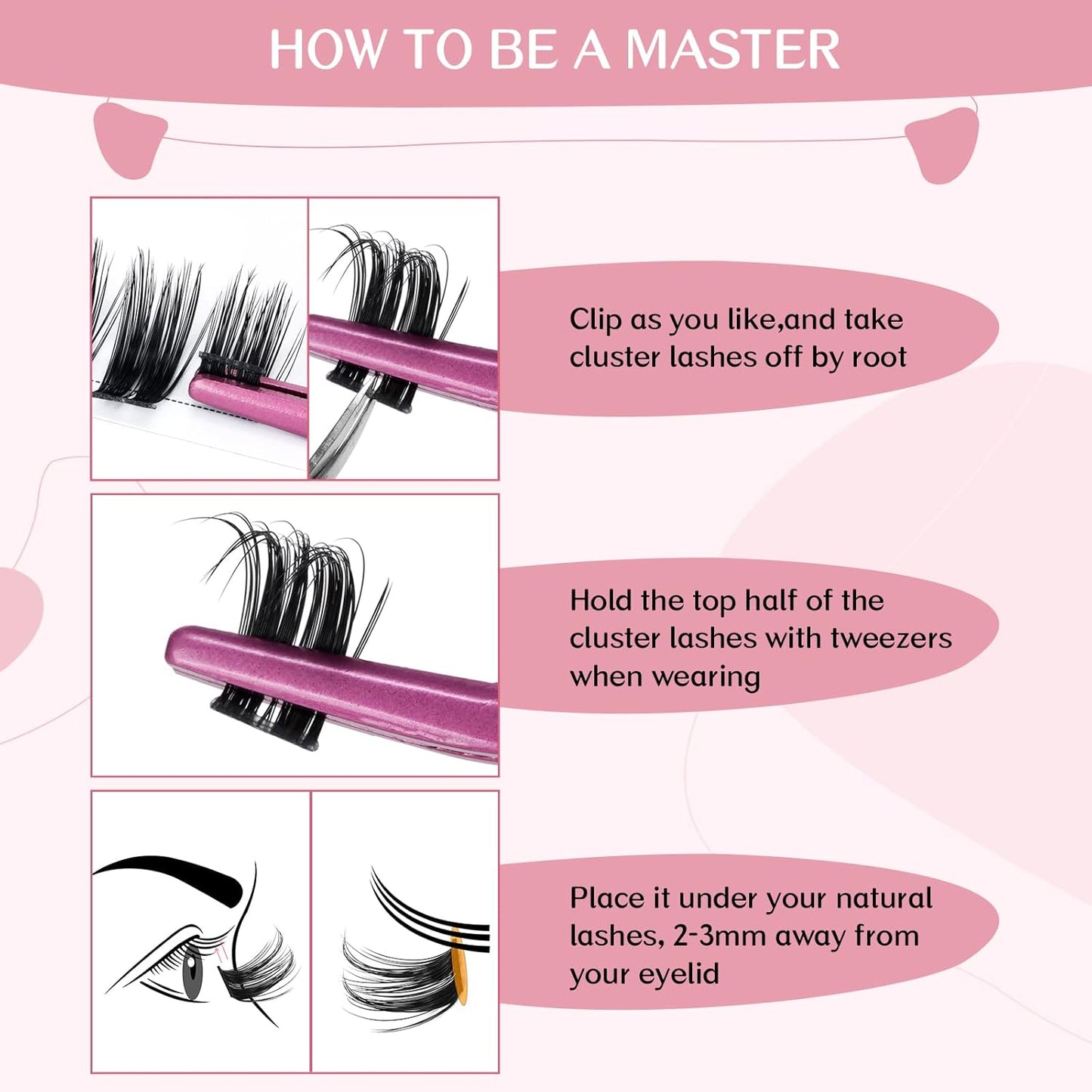 Cluster Lashes, 72 Pcs Individual Lashes, Lash Clusters DIY Eyelash Extension, Super Thin Band Reusable Soft & Comfortable (Deceive-D-8-16mix)