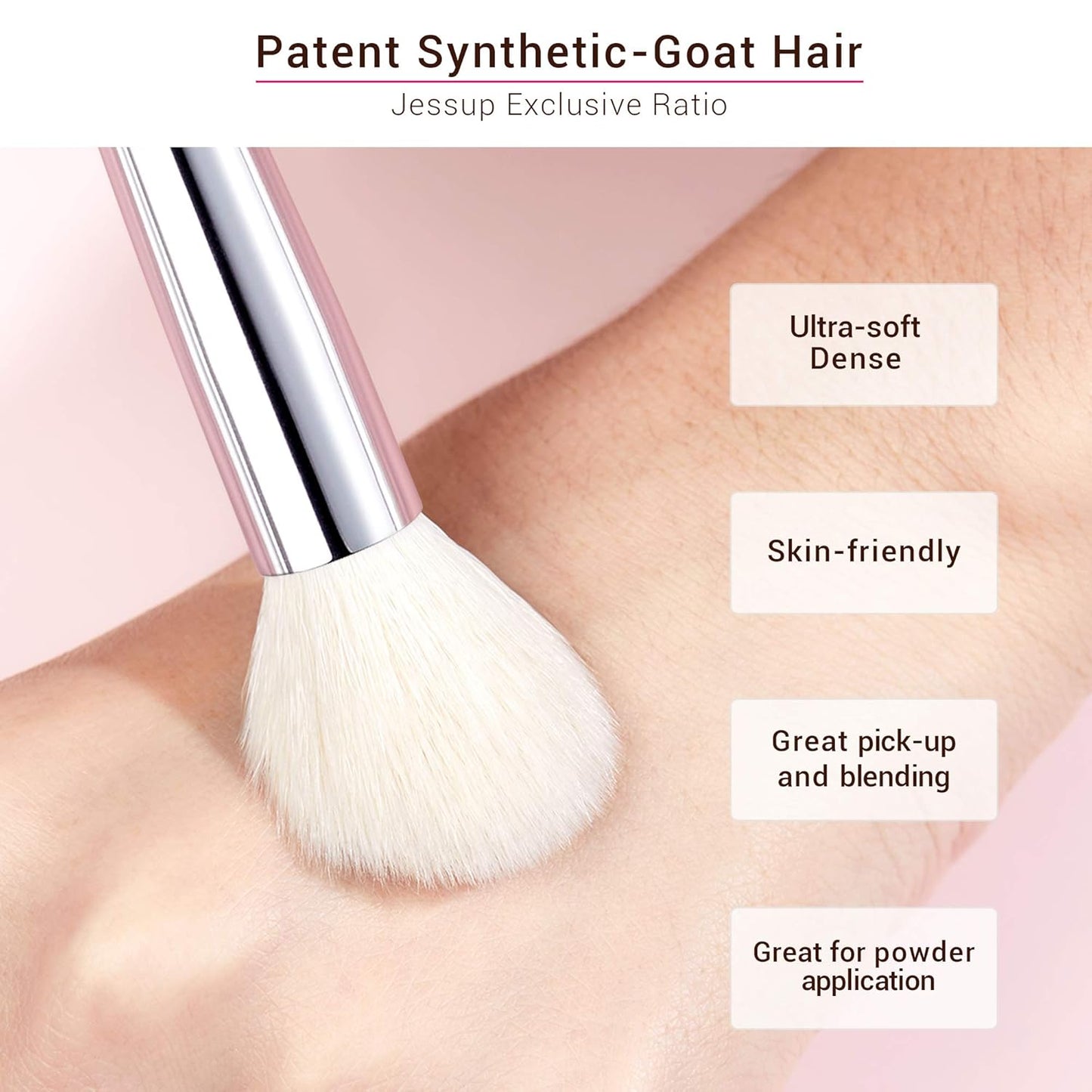 Jessup Brand 25pcs Professional Makeup Brush Set Beauty Cosmetic Foundation Powder Blusher Eyeshadow Blending Highlight Concealer Natural-Synthetic Hair Brushes Set (Pearl White/Silver)