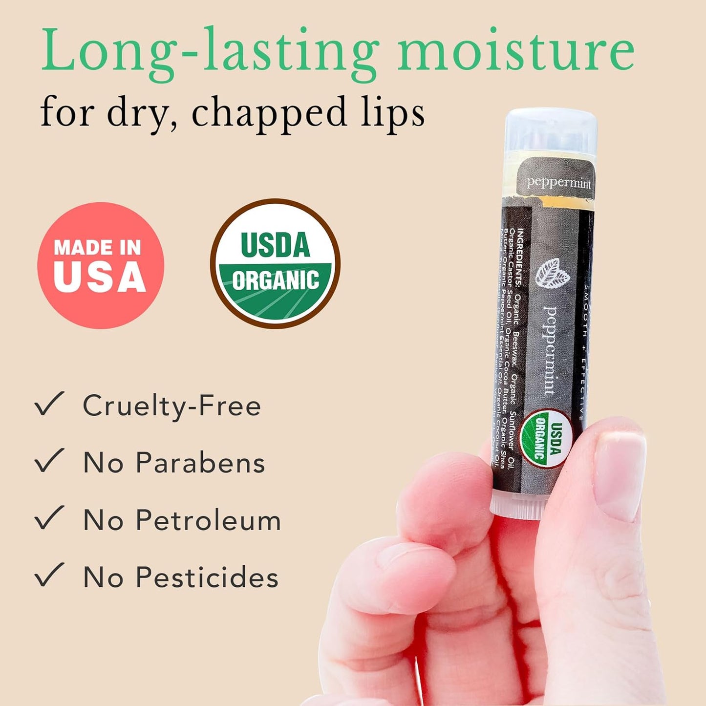 Organic Lip Balm Pack - Original Lip Balm for Dry Cracked Lips, Christmas Stocking Stuffers Women & Men, Lip Balm Set, Lip Moisturizer, Natural Lip Balm for Men, Lip Care Products for Lip Repair