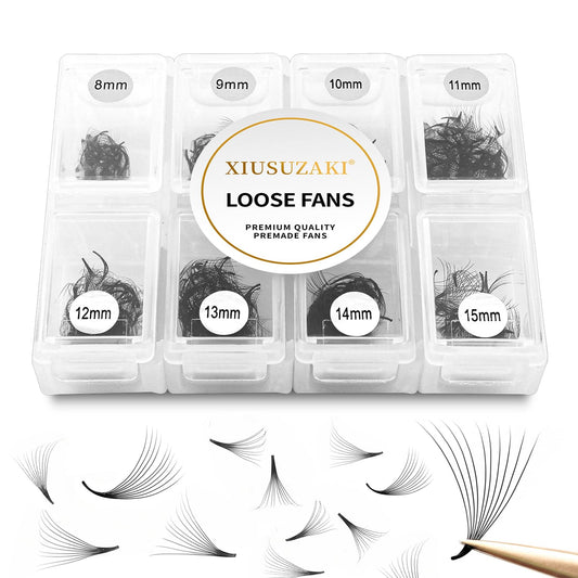 Premade Fans Eyelash Extensions 600 Fans 12D Volume Lash Extensions 0.07 Thickness Eyelash Extension C Curl Premade Lash Fans Mix 8-15mm Fluffy Soft Handmade Loose Fan(600Fans-12D-0.07-C,8-15mm)