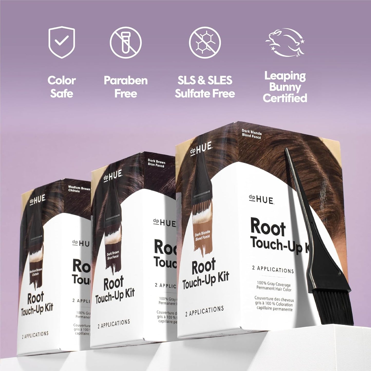 dpHUE Root Touch-Up Kit, Medium Brown - Permanent Hair Color for Gray Coverage - Includes Two Applications - Paraben, SLS & SLES Sulfate Free - Leaping Bunny Certified