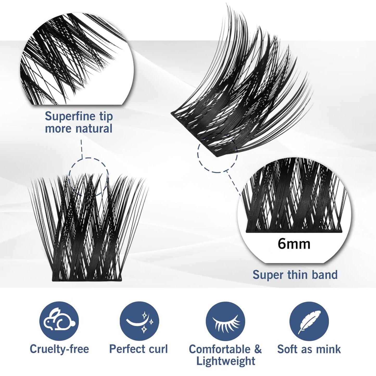 Lash Clusters 80 Clusters DIY Eyelash Extension Volume Lightweight Comfortable Handmade Reusable Individual Lashes False Eyelashes DIY at Home (Volume-16mm)