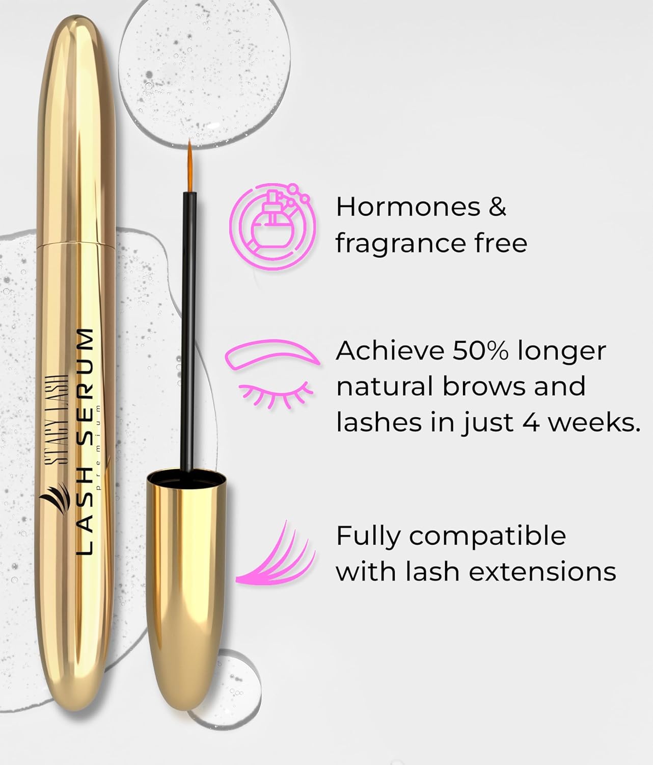 STACY LASH Lash Shampoo 50ml+ Eyelash Growth Serum Cleaning Kit of Eye Makeup Remover (Cleanser) + Brush & Eyelash Serum for Eyelash Growth and Thickness