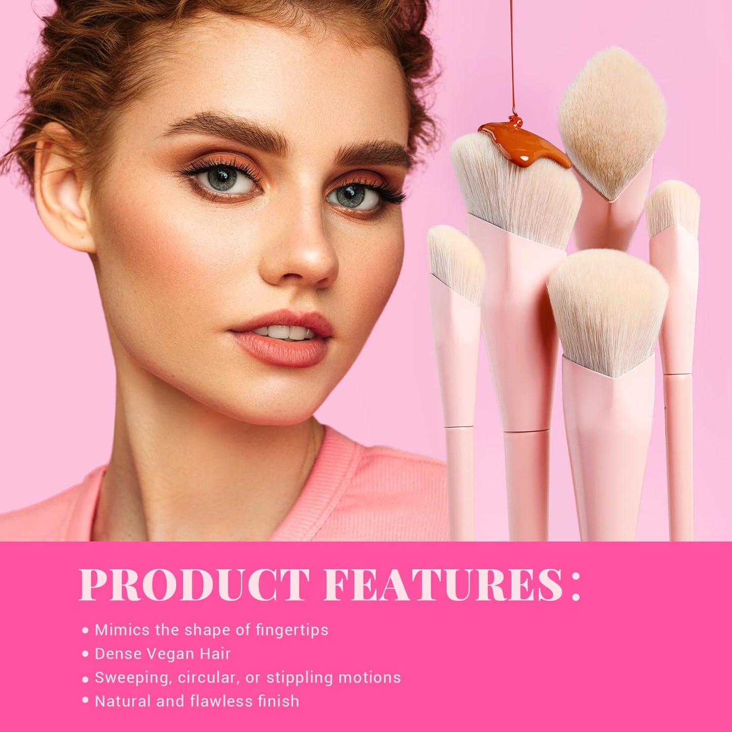 Jessup Pink Makeup Brushes Set 14Pcs Make up Brushes Premium Vegan Foundation Concealer Blush Eyeshadow Eyeliner Powder Highlighter Blending Face Brush Set with Gift Box, T495-G