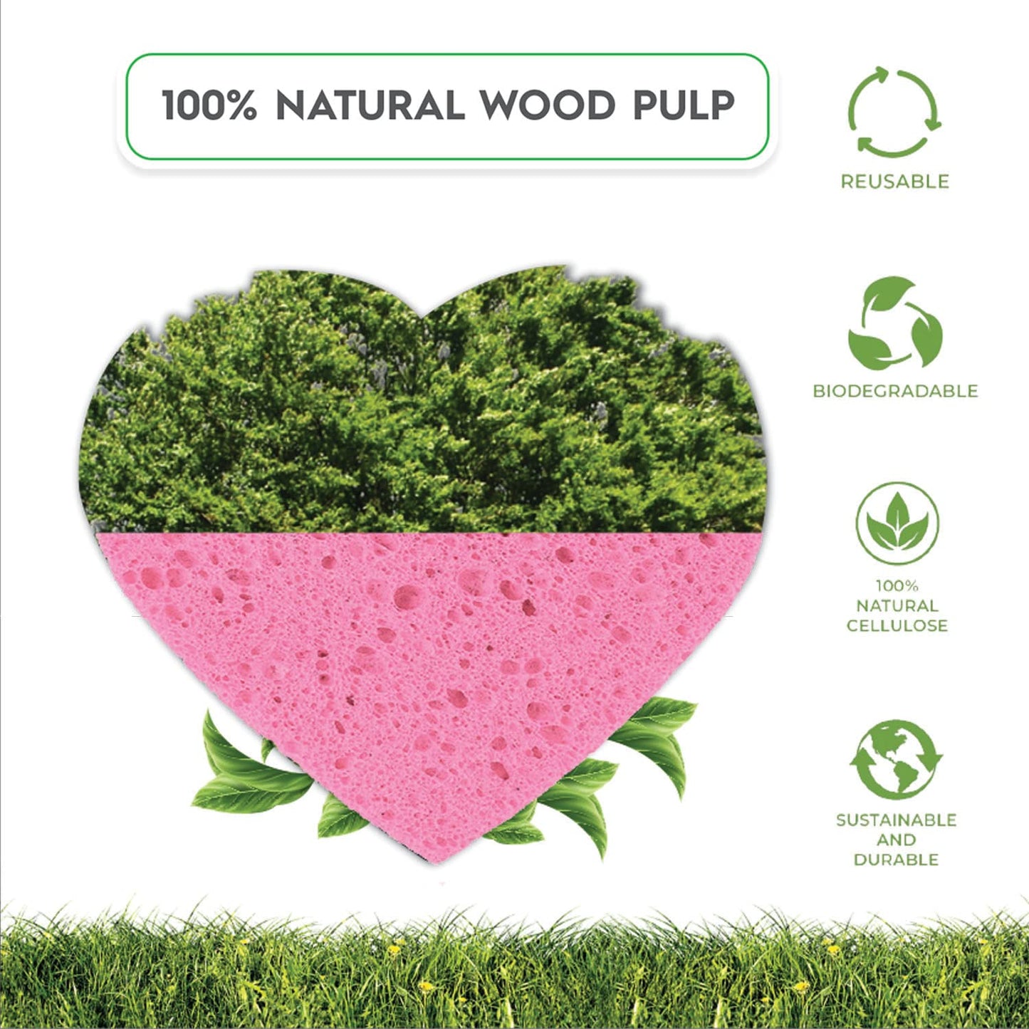 60-Count Compressed Facial Sponges | Makeup Remover Sponge | 100% Natural Cosmetic Spa Sponges for Facial Cleansing | Exfoliating Mask | Face Scrubber (Heart)