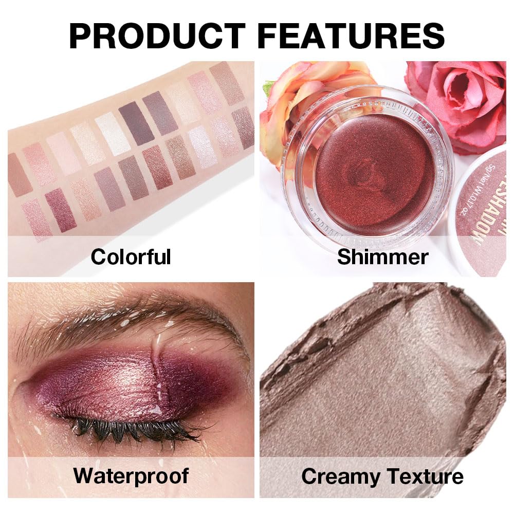 Cream Glitter Caramel Shimmer Metallic Eyeshadow Palette Makeup, Natural Single Mini Instant Holographic Eyeshadow For Women, Sombras Crema Para Ojos, Talc, Paraben & Cruelty Free, 710