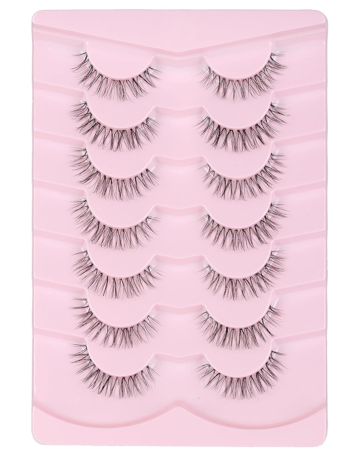 Mink Lashes Wispy False Eyelashes Short Fake Lashes Soft C Curl Eye Lashes Pack Natural Eyelashes Mink Eyelashes Fluffy Strip Lashes 7 Pairs