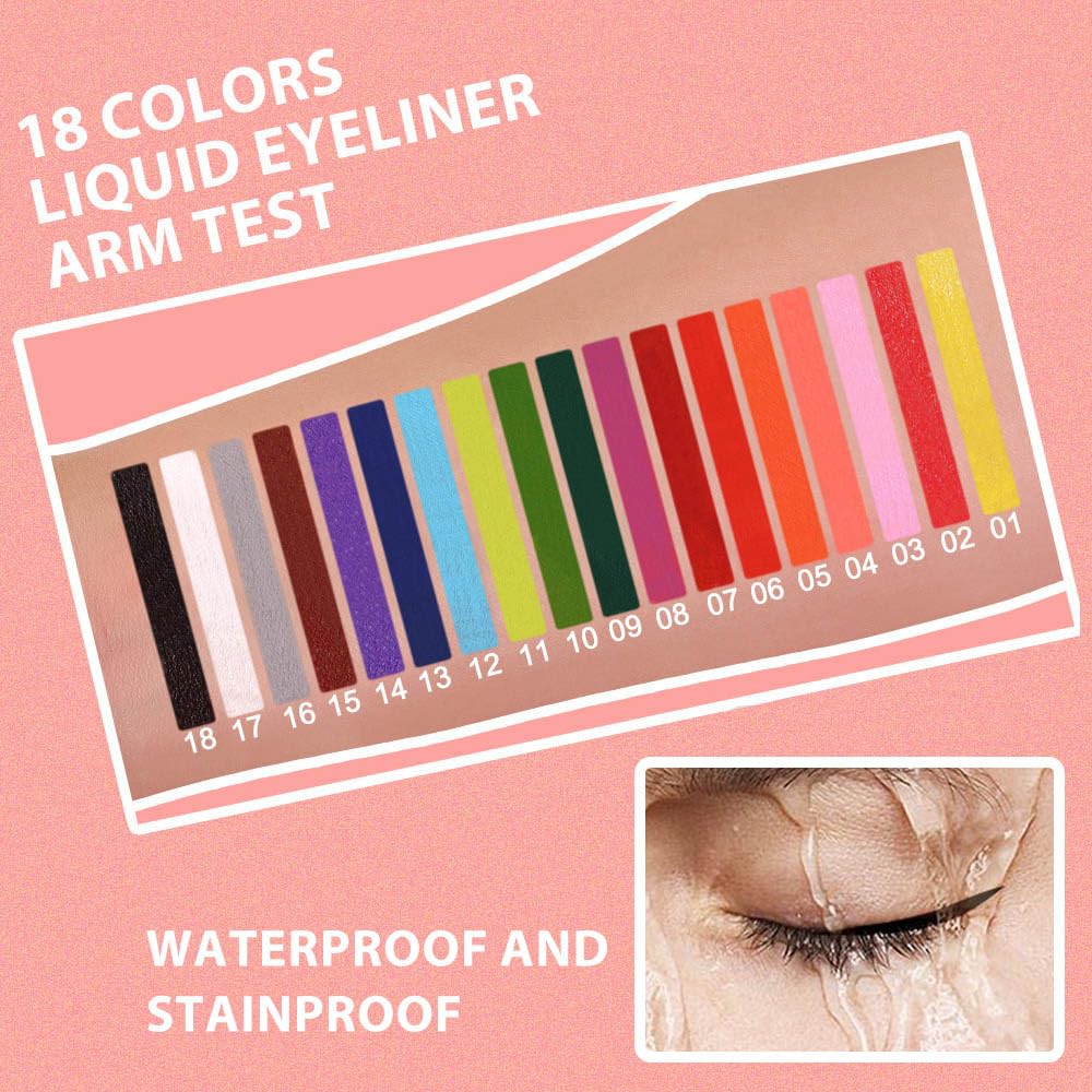 evpct 1Pcs Yellow Liquid Eyeliner Makeup Waterproof Yellow Eye Liners for Women, Eyes Wing Eyeliner Stamps Shapes Colored Eyeliner delineador de ojos a prueba de agua contra el agua blanco para ojos