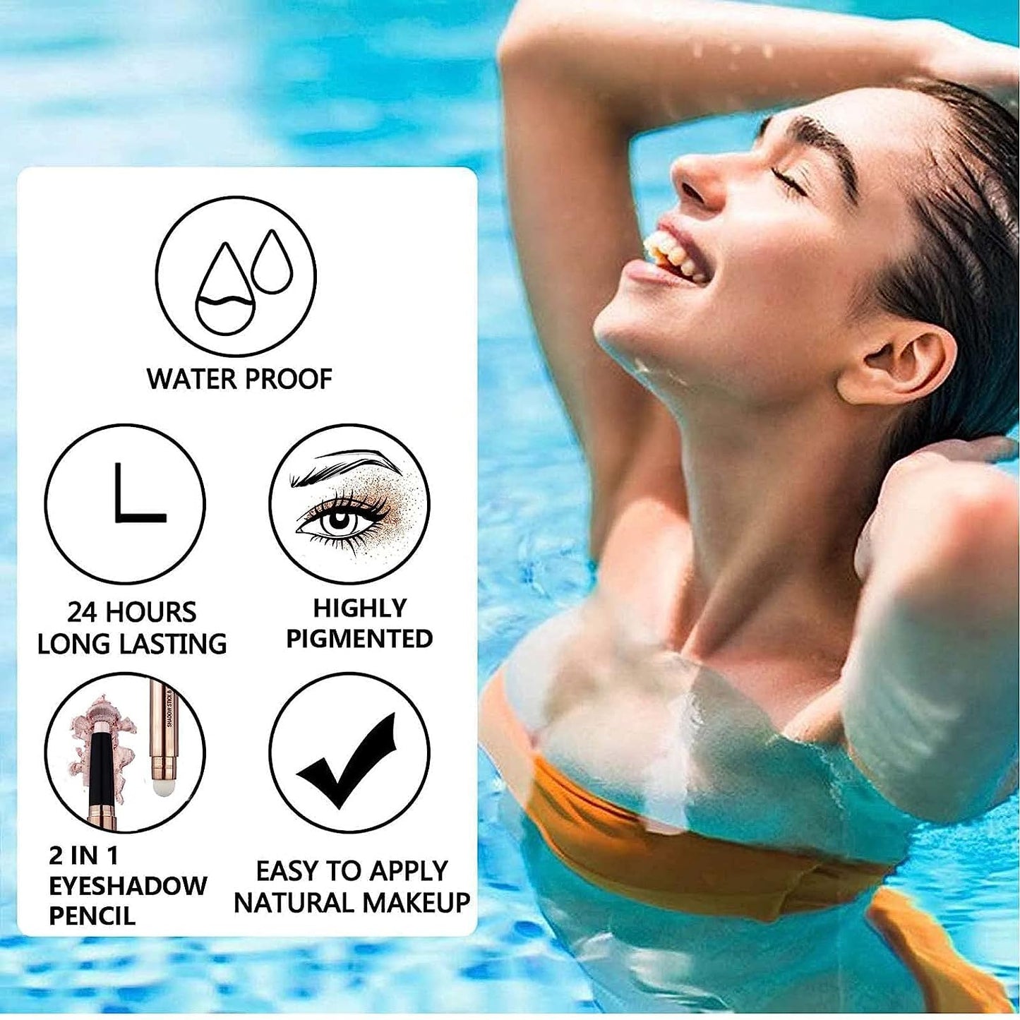 Champagne Eyeshadow Stick And Sponge Makeup Brush Cream Shimmer Smooth Shadow Pencil Eyeliner Long Lasting Waterproof Eye Shadow Highlighter Stick Hypoallergenic Multi-Dimensional Eyes Look ( # 04)