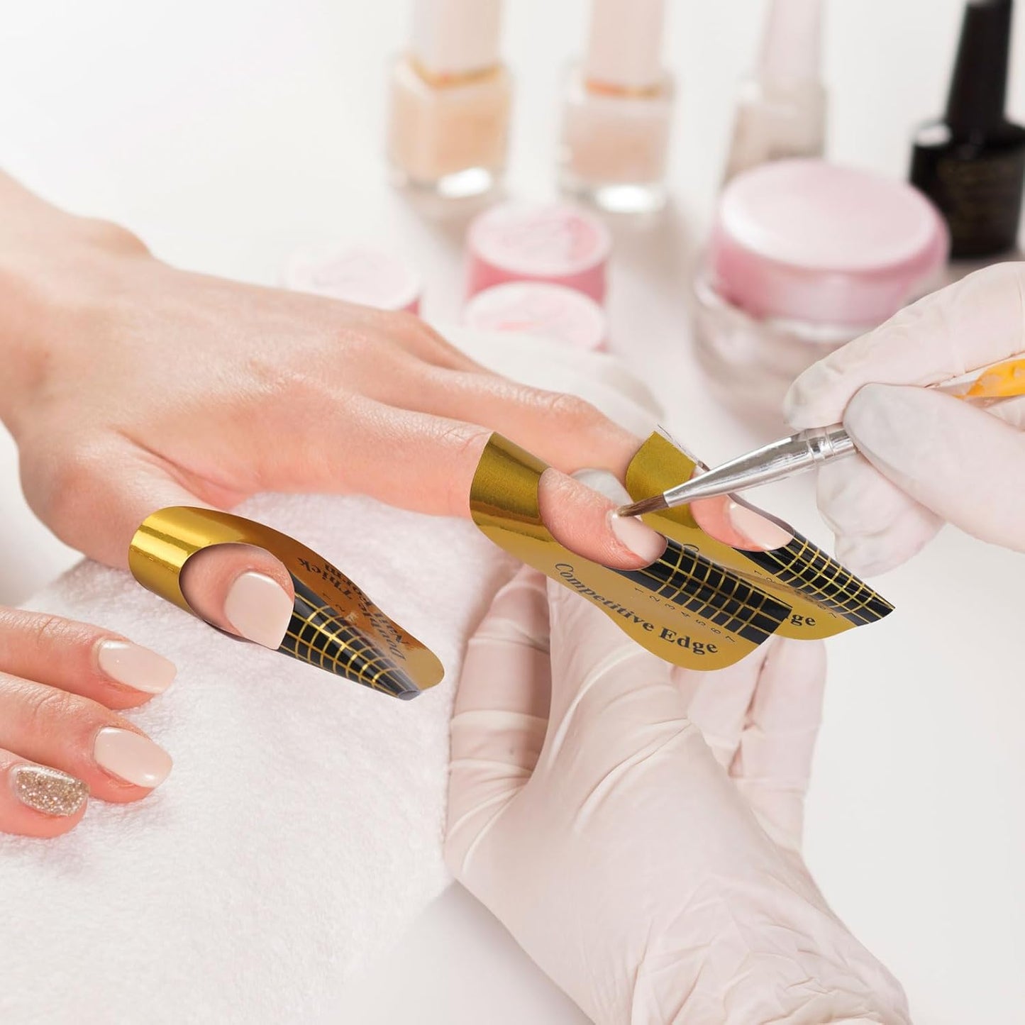 400 Pcs Nail Forms for Acrylic, Gold Horseshoe Nail Extension Stickers for Builder Gel and Poly Gel - Nail Art for Home, Salon