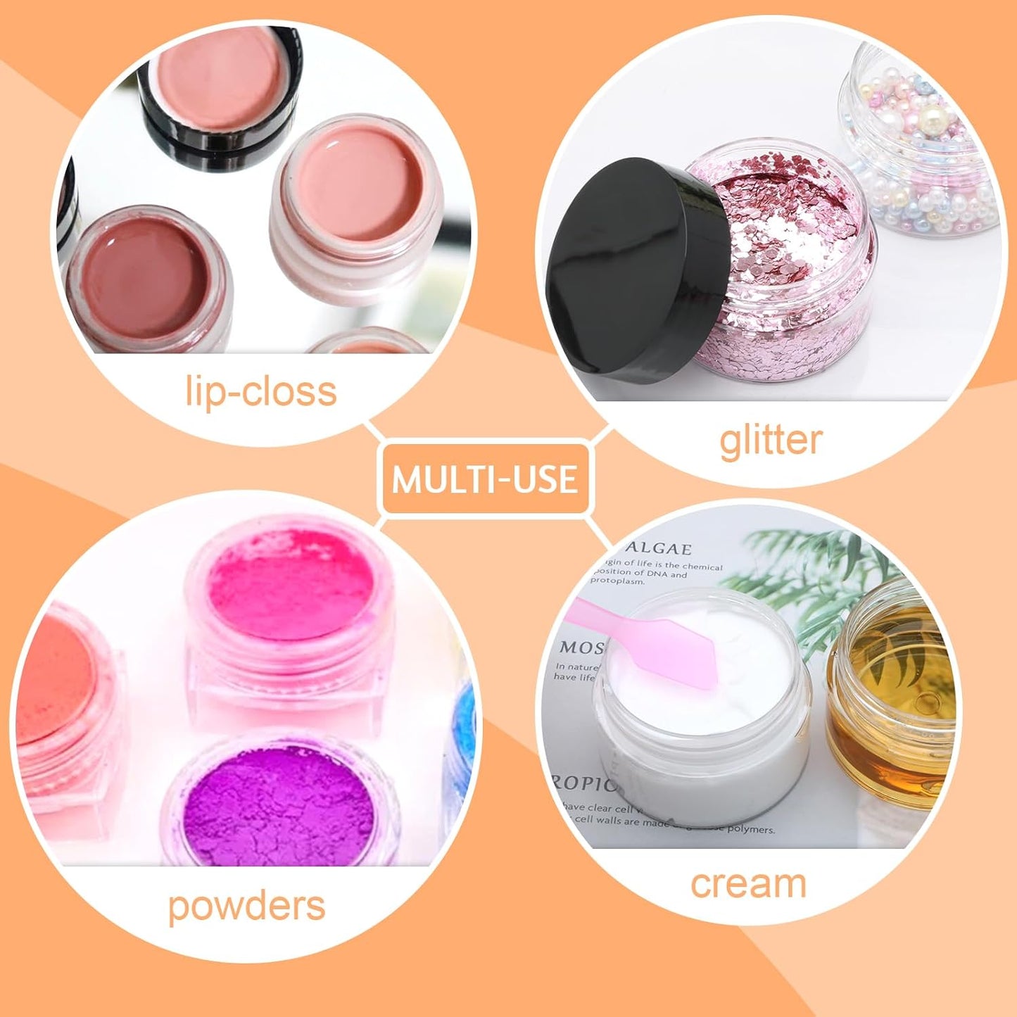 8 Pack 1oz Plastic Containers with Lids, Jars with Lids, Great for storing,lip balms, creams, ointments, cosmetics, samples