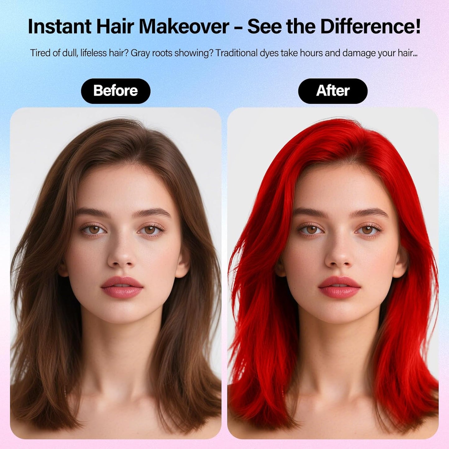 One-Day Temporary Hair Color Spray For Kids Women Men, Washable Hair Dye Spray Non-Sticky For Cosplay Party DIY, Christmas Party, Halloween Crazy Hair Day (Fiery Red, 4.06 oz)