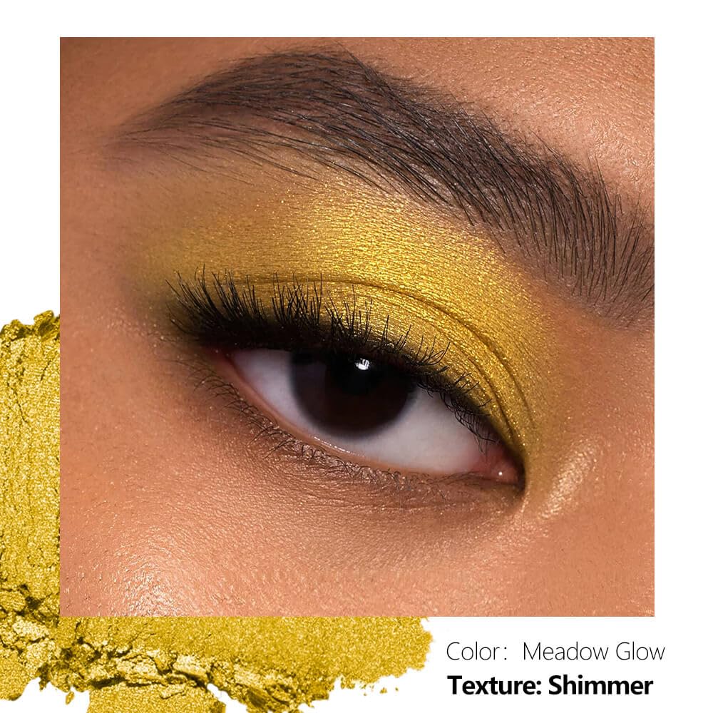 Magnetic Single Eyeshadow Gold Shimmer Highly Pigmented Blendable Longwear Powder in Magnetic Refill Pan for Custom Palette Easy to Apply and Remove (Meadow Glow)