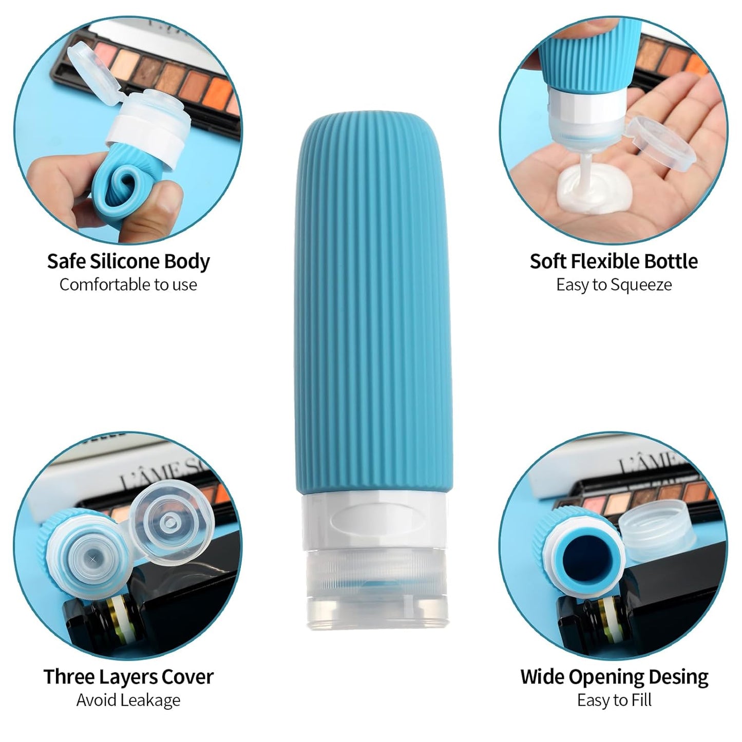 16 Pack Travel Bottles Set, TSA Approved Leak Proof Silicone Squeezable Containers for Toiletries, Refillable Travel Accessories for Conditioner, Shampoo, Lotion & Body Wash Accessories