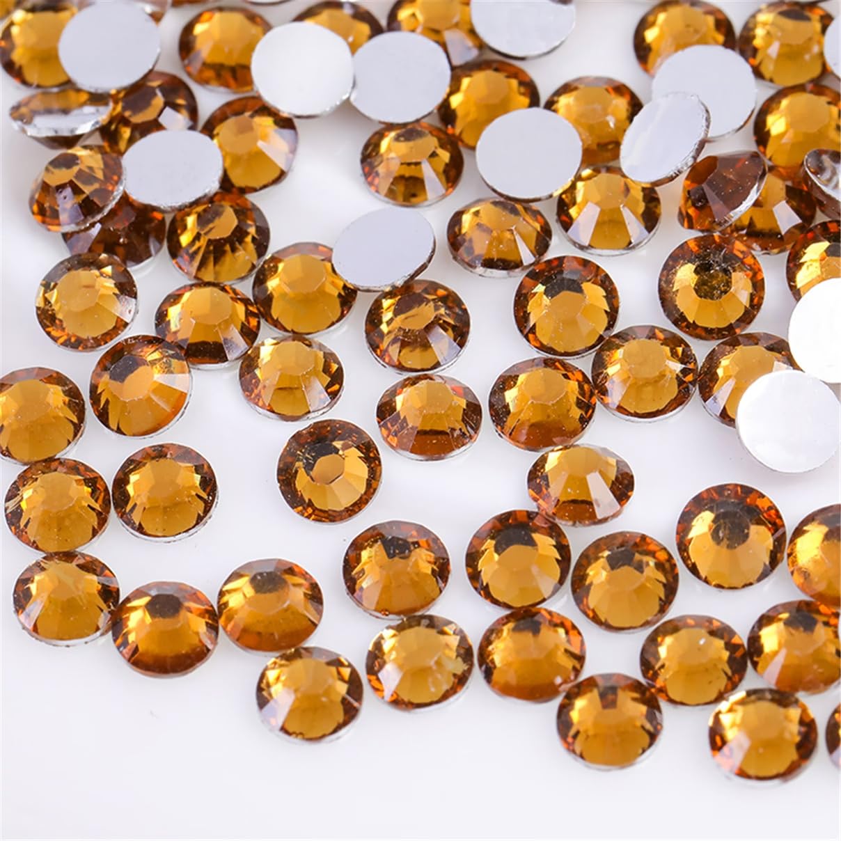1000 Pieces SS20 5mm Flatback Rhinestones Clear Glass Round Gems Crystals for Nail Art DIY Crafts Clothes Shoes Bags （Yellow Coffee）