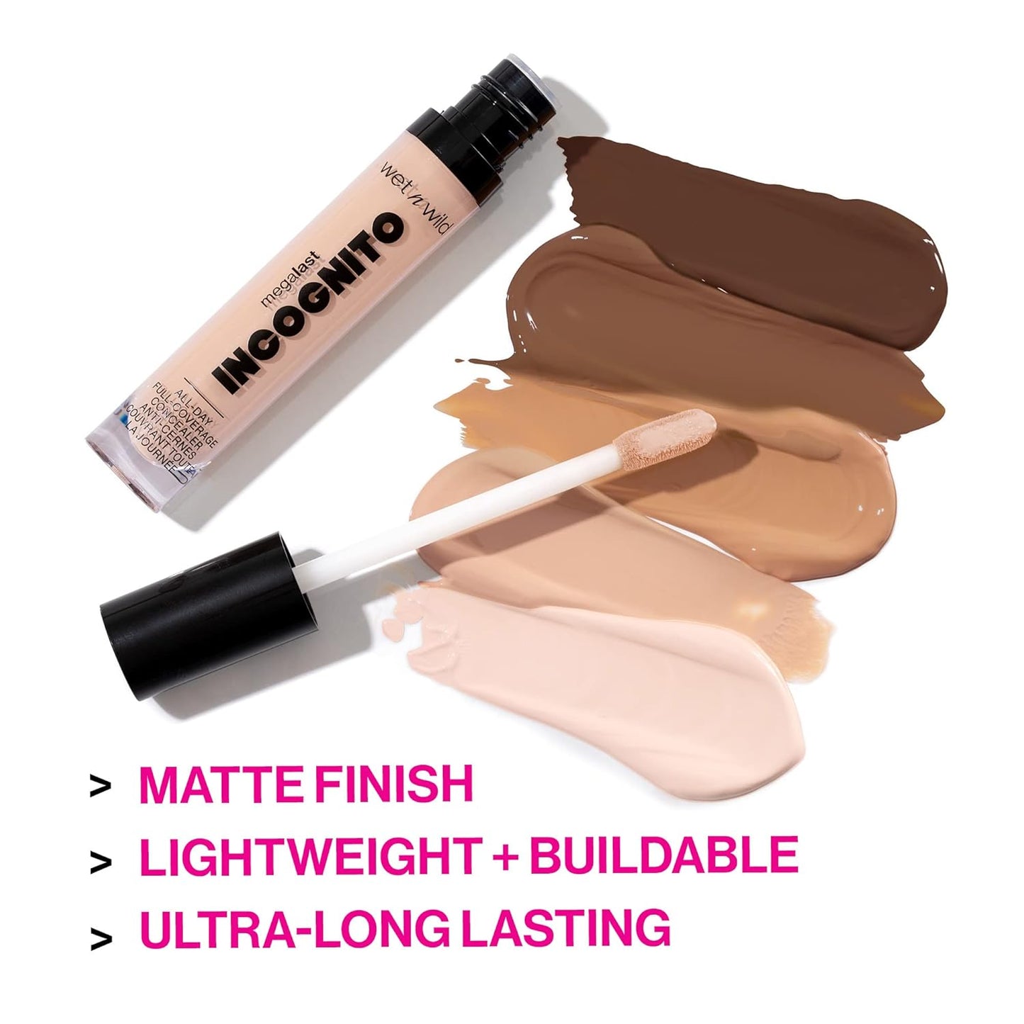 Concealer By Wet n Wild Mega Last Incognito All-Day Full Coverage Liquid Matte Concealer, Tan Deep,1114053