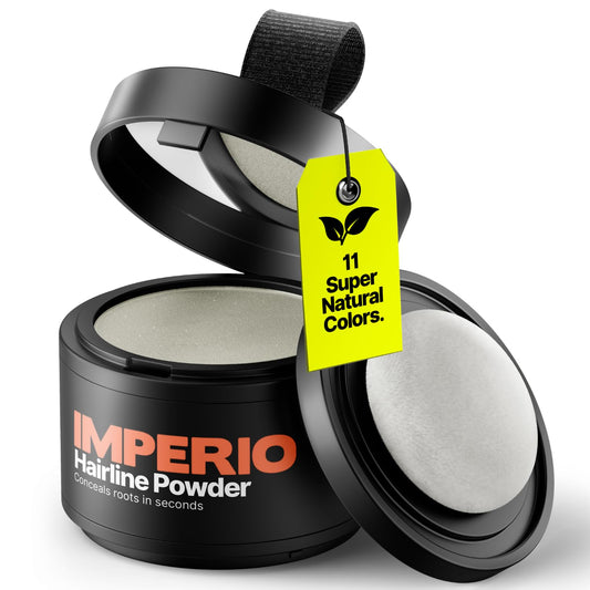 IMPERIO Root Touch Up Hair Powder for Concealing Hair Loss instantly - Hairline Powder for Women & Men - Water resistant Root Cover Up for Thinning Hair in Premium Hairdressing Quality (Light Gray)