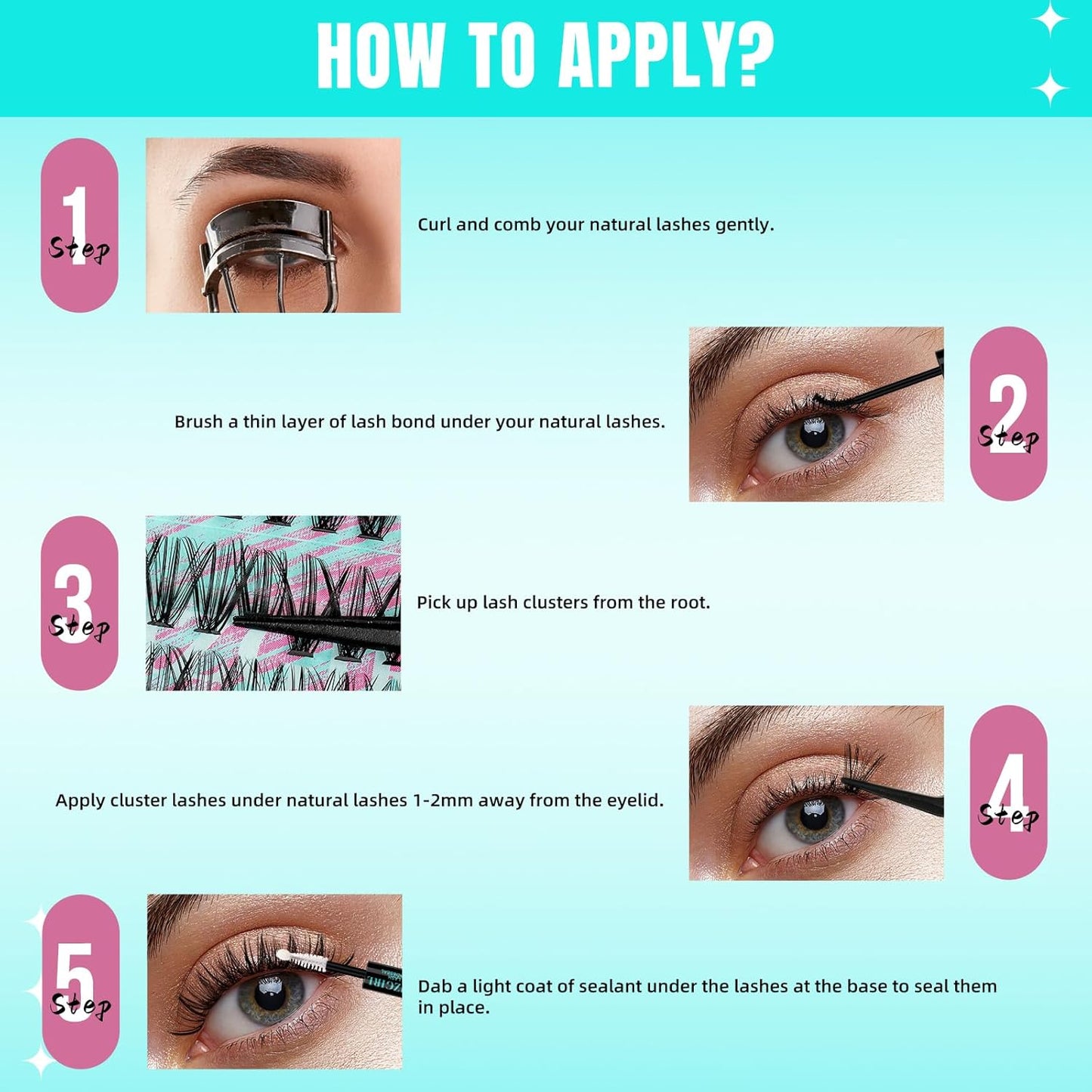 Lash Clusters Wispy 280PCS Eyelash Extension 50D Cluster Lashes Individual Lashes DIY Lash Extension Natural Look Cluster Eyelash Extensions Soft False Eyelashes at Home for Beginners(10mm)