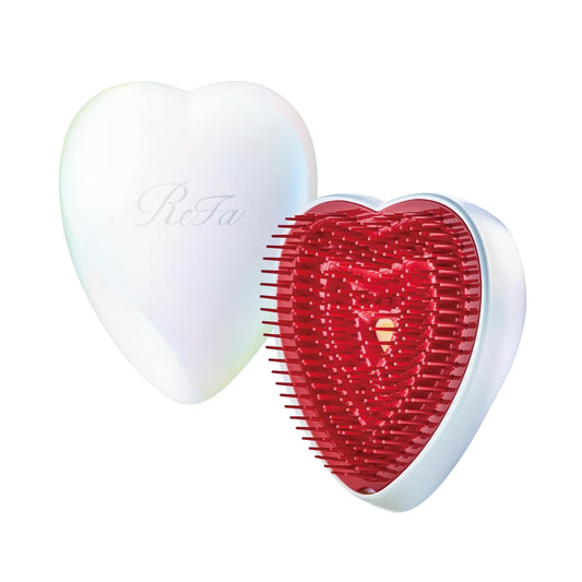 ReFa Heart Brush AURORA WHITE | Heart Shaped Hair Brush for Women | No Tangle Hair Brush | Small Hair Brush for Thick Hair | Hair Detangler Hair Brush Travel Hair Brush