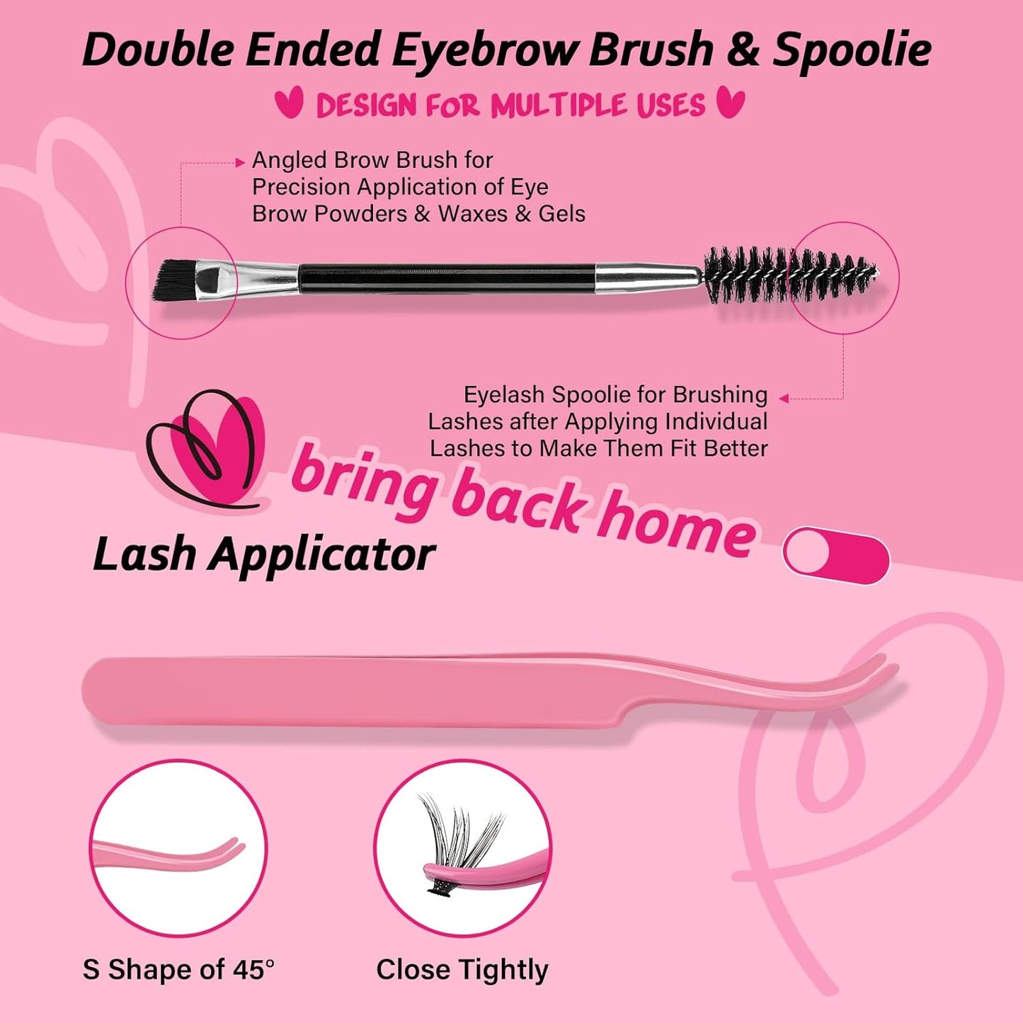 Lash Clusters Kit 280pcs Lash Clusters D Curl Eyelash Extension Kit Individual Lashes with Lash Bond and Seal Lash Remover Lash Applicator Easy to Apply at Home(40D+50D-9-16mix Kit)