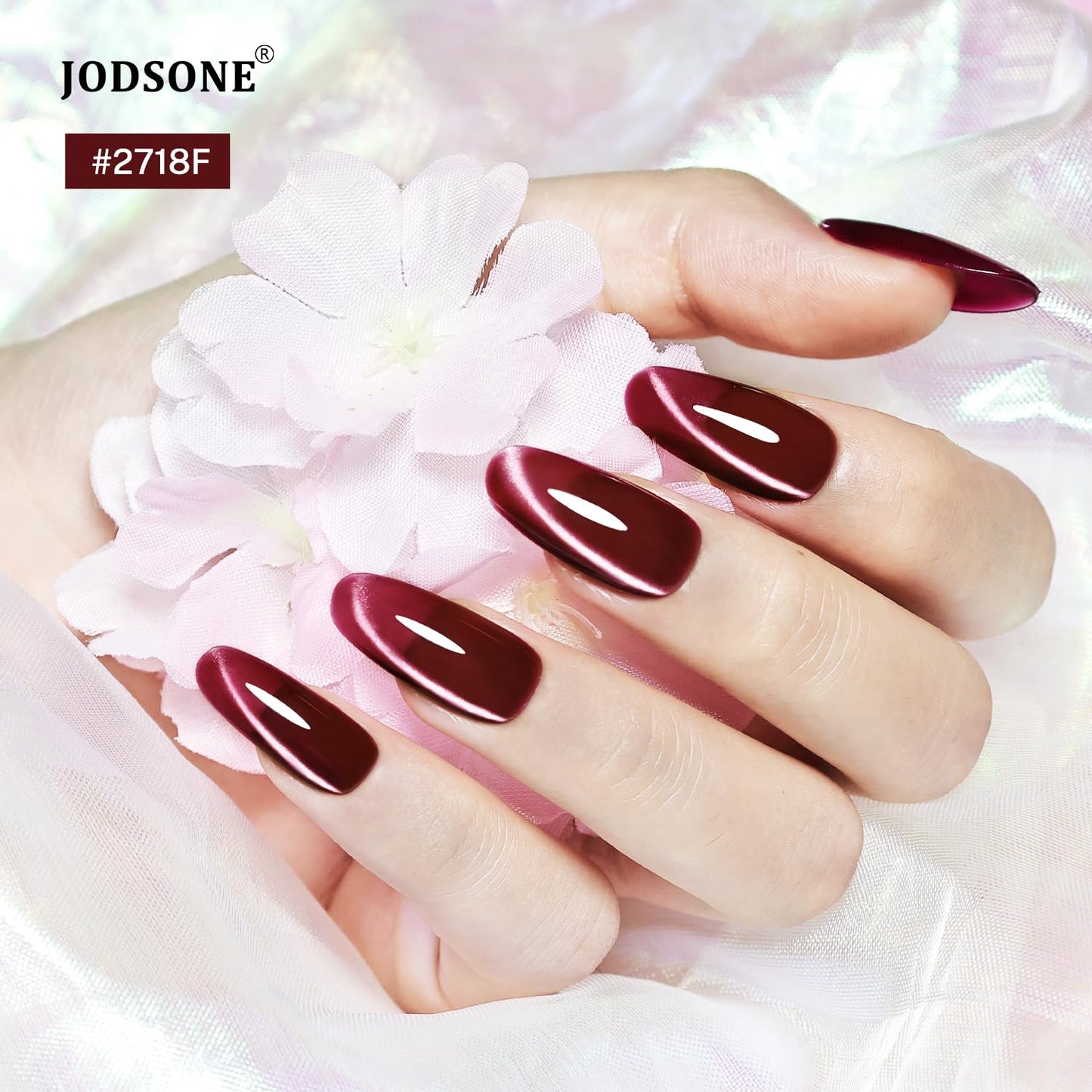 JODSONE 10ml Cat Eye Gel Nail Polish Set Purple Red Sliver Collection 6 Colors for Holographic Glitter Cat Eye with Magnet at Home DIY Design Gift for Girls