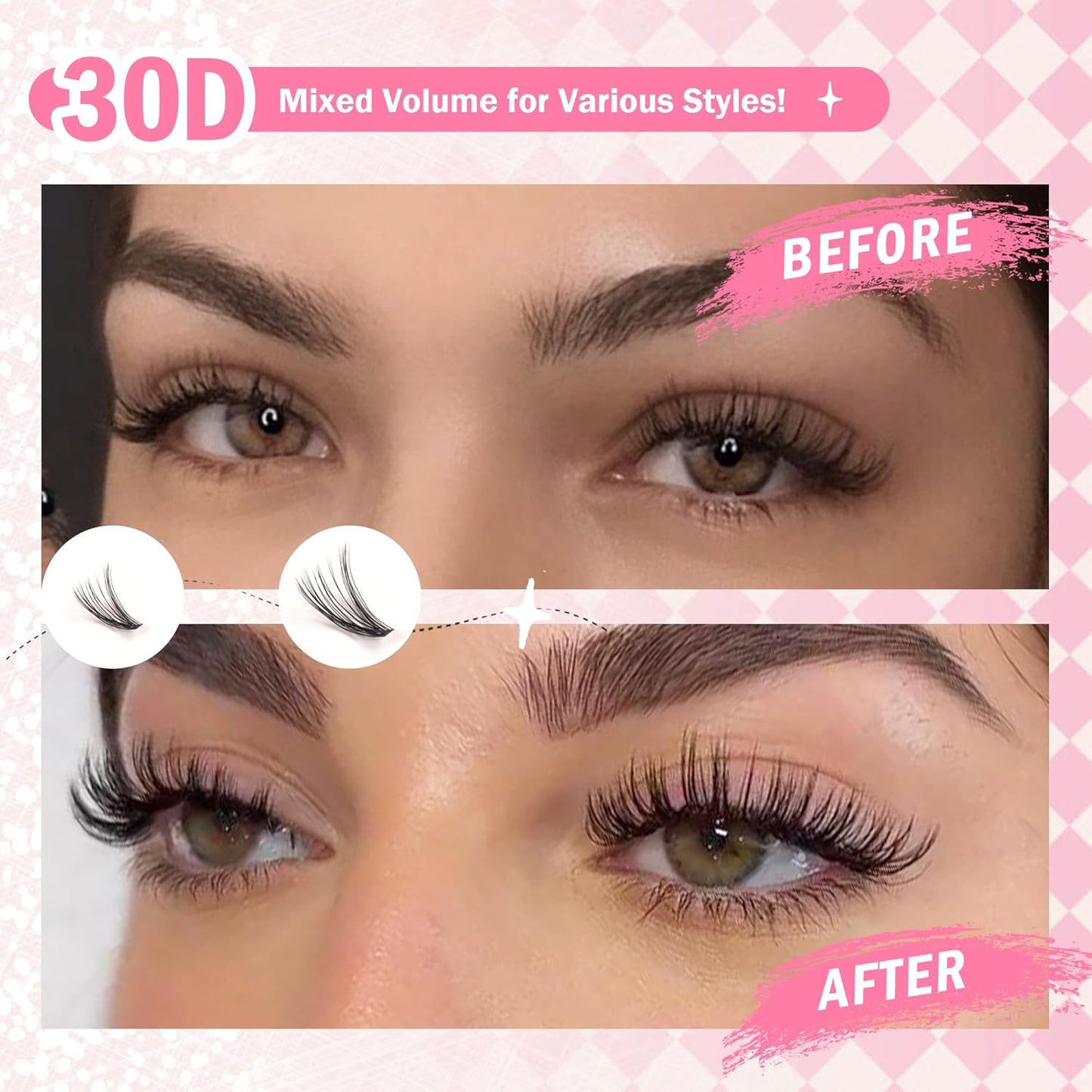 GAQQI Lash Clusters 320Pcs Individual Lashes 30D Mixed 9-16mm Eyelash Clusters C Curl Lash Clusters Look Like Mink Eyelash Extensions Thin Band Soft to Use Self Application(30D-CMIX)