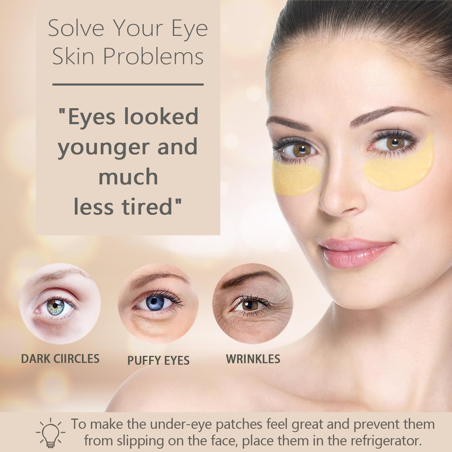 24k Gold Under Eye Patches: 60 Pcs Eye Masks for Dark Circles and Puffiness with Hyaluronic Acid, Eye Pads for Puffy Eyes, Collagen Skin Care Products