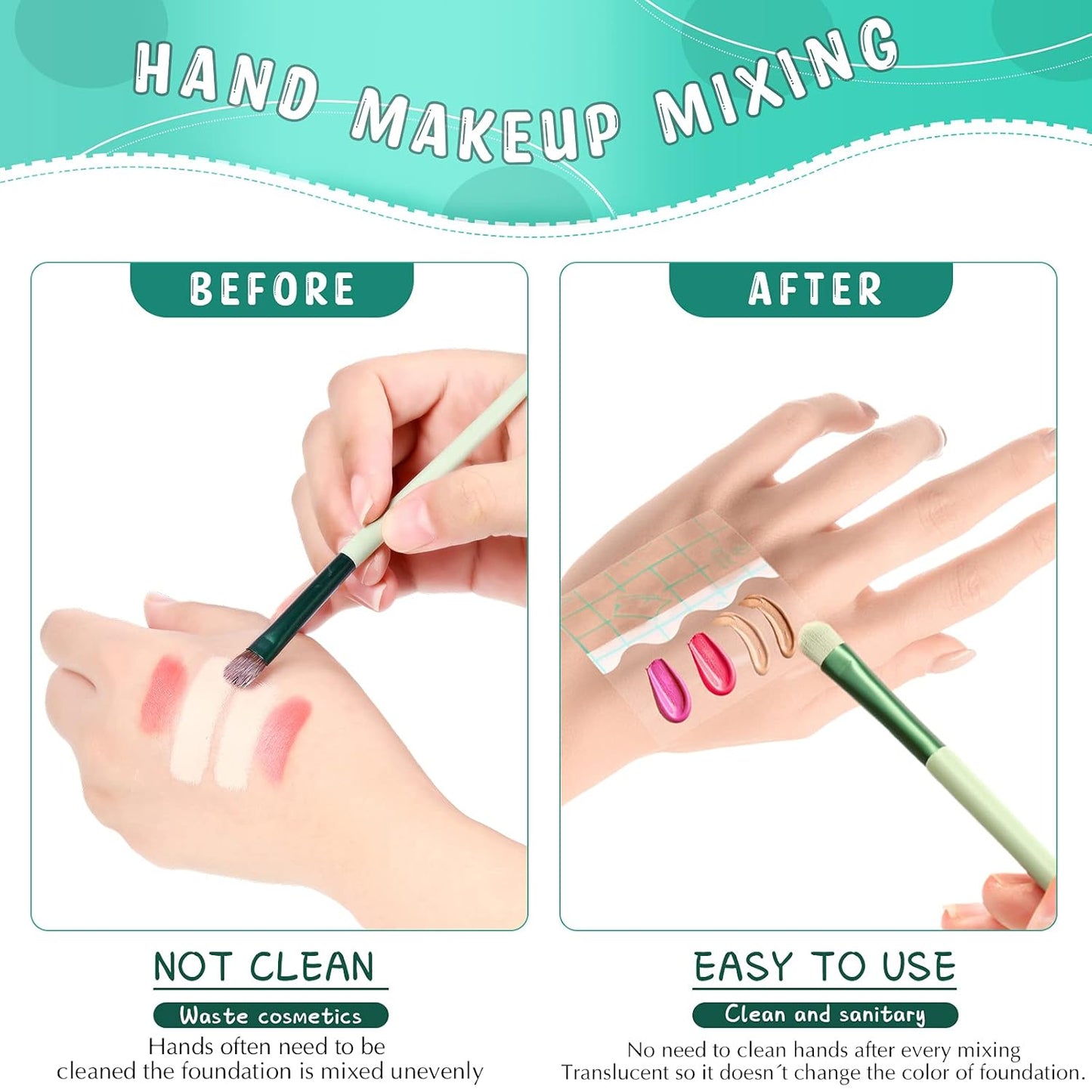 150 Pieces Makeup Hand Palette Single Use Makeup Hand Palette Disposable Adhesive Makeup Mixing Tray Cosmetic Makeup Palette Transparent Waterproof Makeup Tape for Makeup Artist