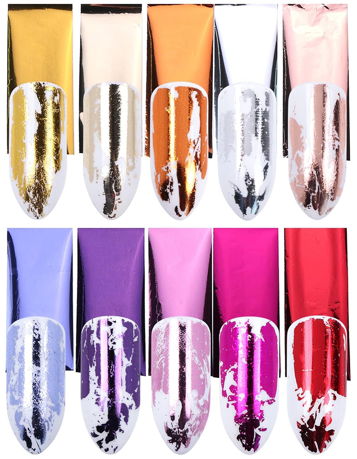 14 Colors Metallic Nail Foil Transfer Stickers Nail Art Accessories Holographic Effect Nail Foils Supply Gold Silver Matte Transfer Foils Nail Decals for Women Girls Manicure Tips Decoration
