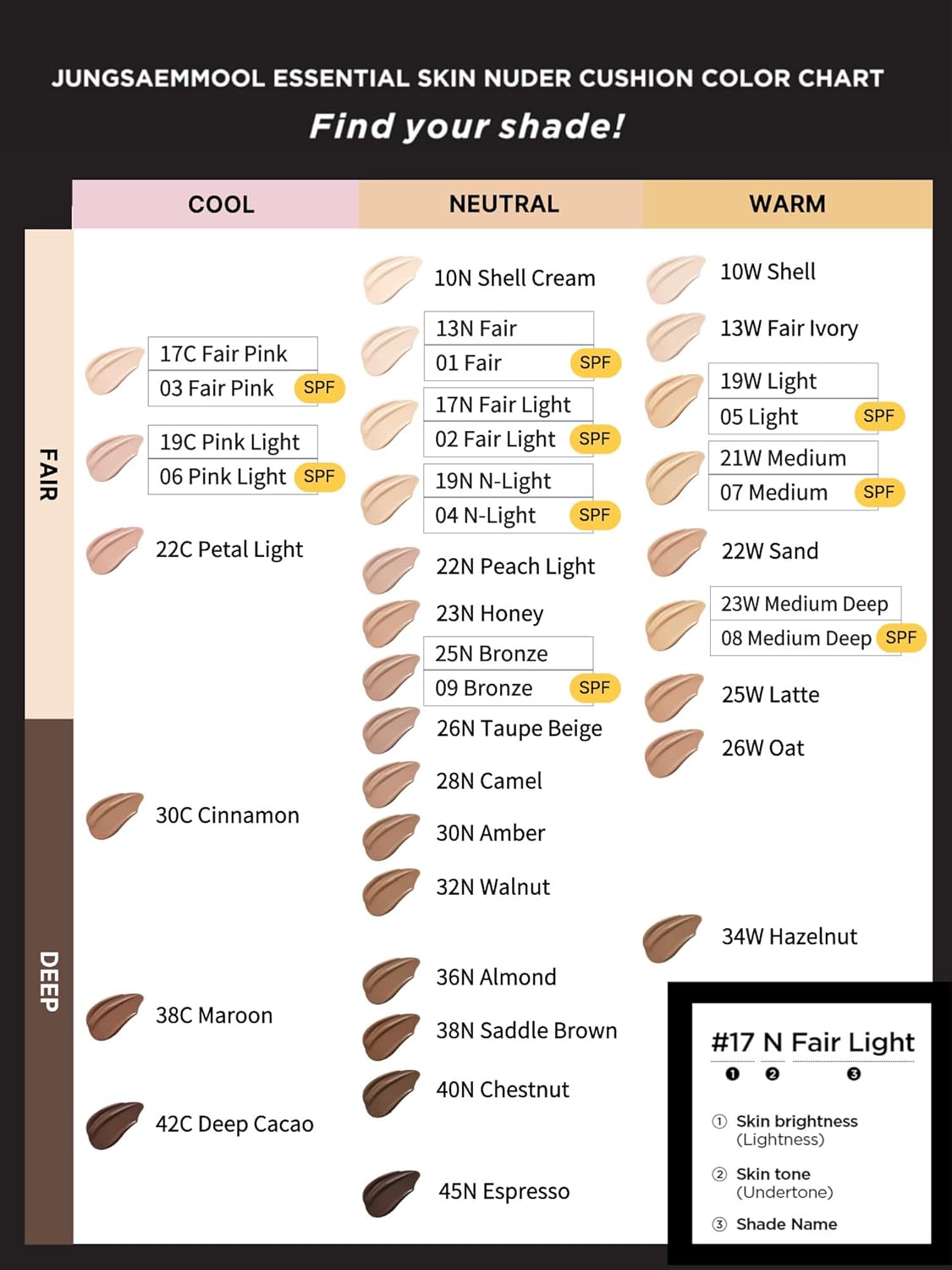 JUNG SAEM MOOL Essential Skin Nuder Cushion 13W Fair Ivory 0.49 Fl Oz, No Refill, Natural Radiant Finish Cushion Foundation with Buildable Coverage, Lightweight Texture, Korean Foundation Makeup