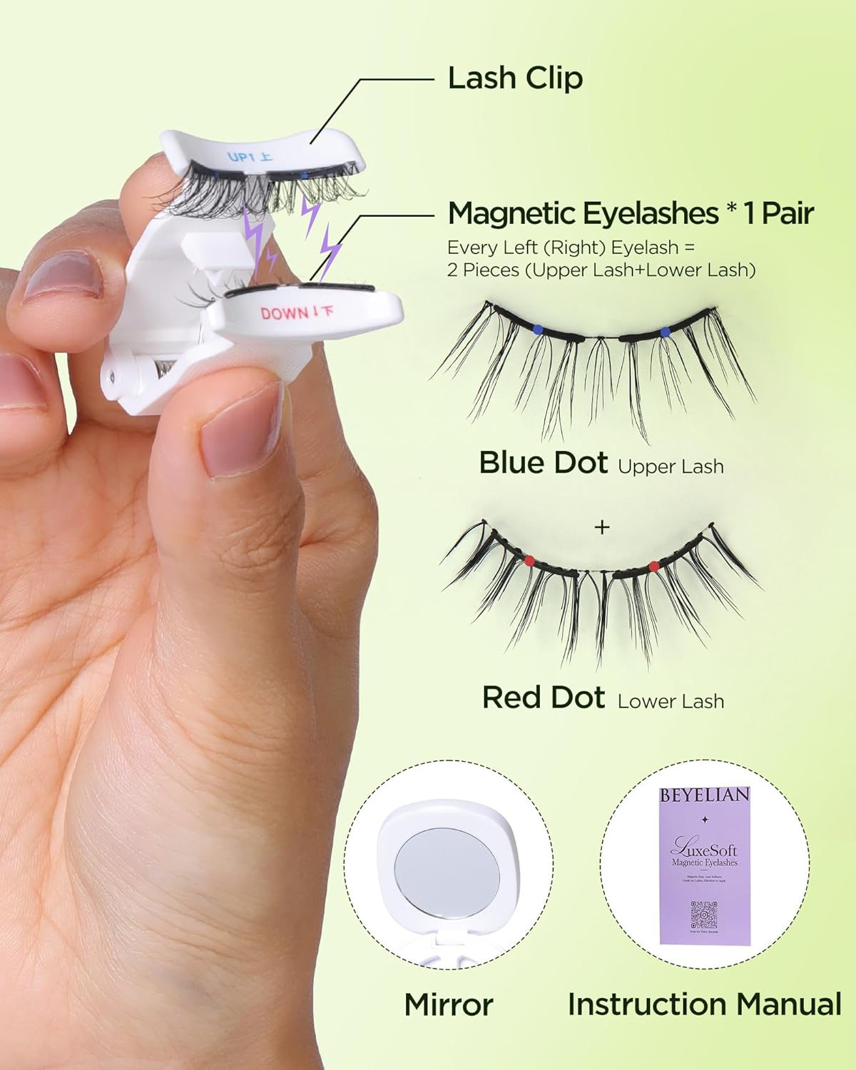 BEYELIAN Magnetic Eyelashes with Applicator Kit, Reusable Natural Look False Lashes, No Glue Needed Soft Magnetic Lashes for Eye MAC-14 (Lightweight & Comfortable)