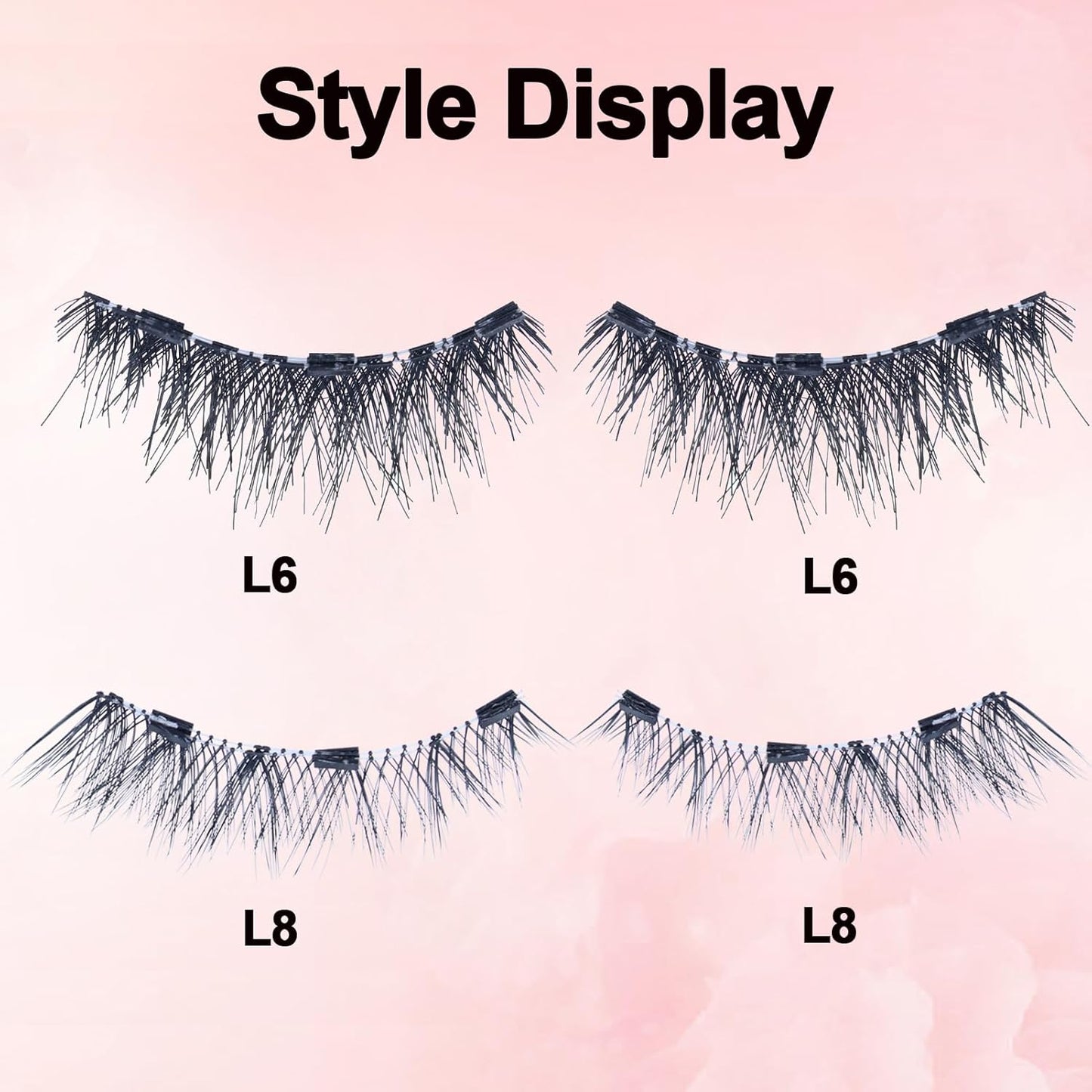 LAUBESS Magnetic Eyelashes with Applicator 2 Pair No Glue Needed Natural Look Magnetic Lashes Easy to Wear and Remove(L06/L08)