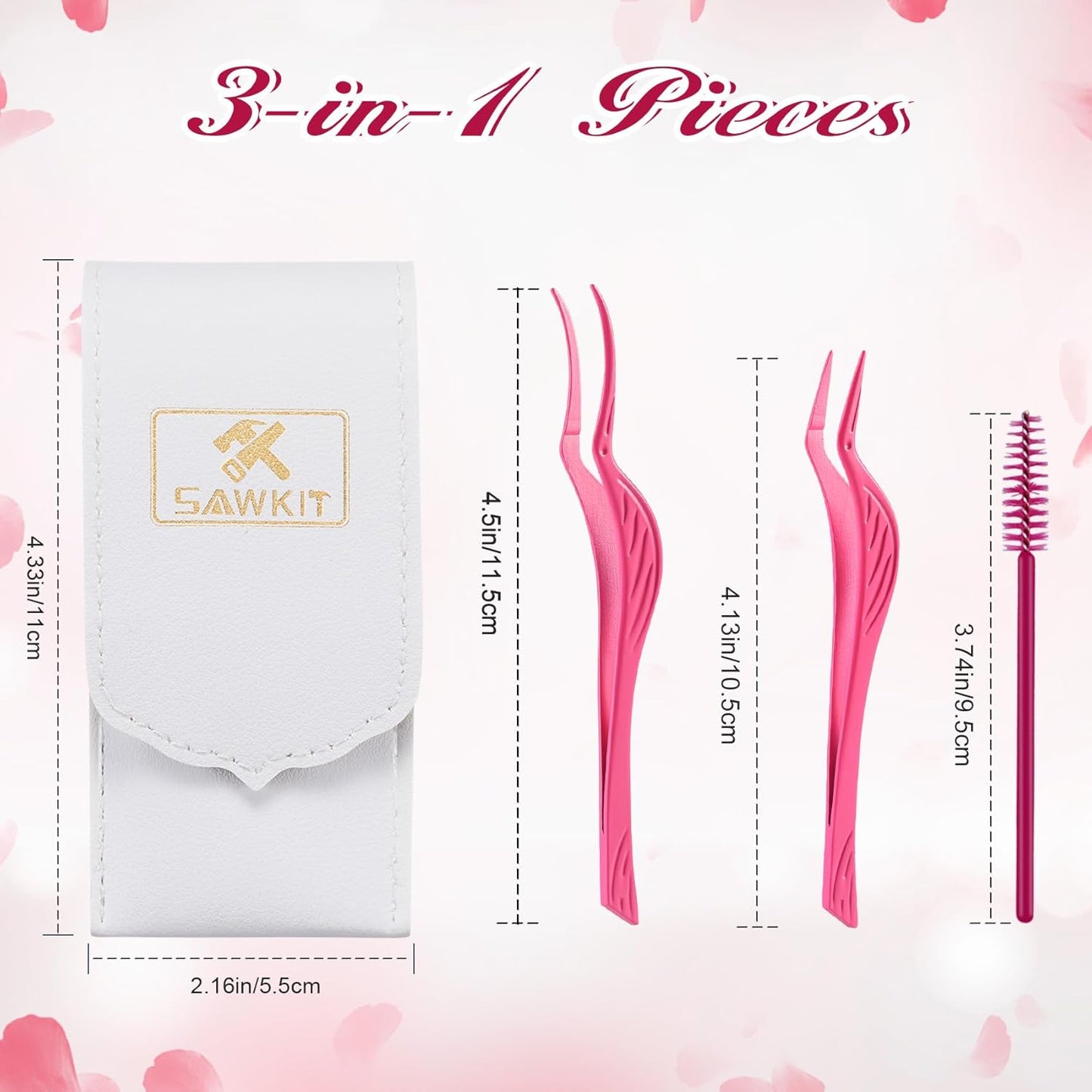 Eyelash Applicator Tool 3-pcs Lash Applicator Tool Set with Eyelash Extension Tweezers, Brush – Professional Eye Lash Applicator Tools for DIY Eyelash Extensions, Cluster Lashes