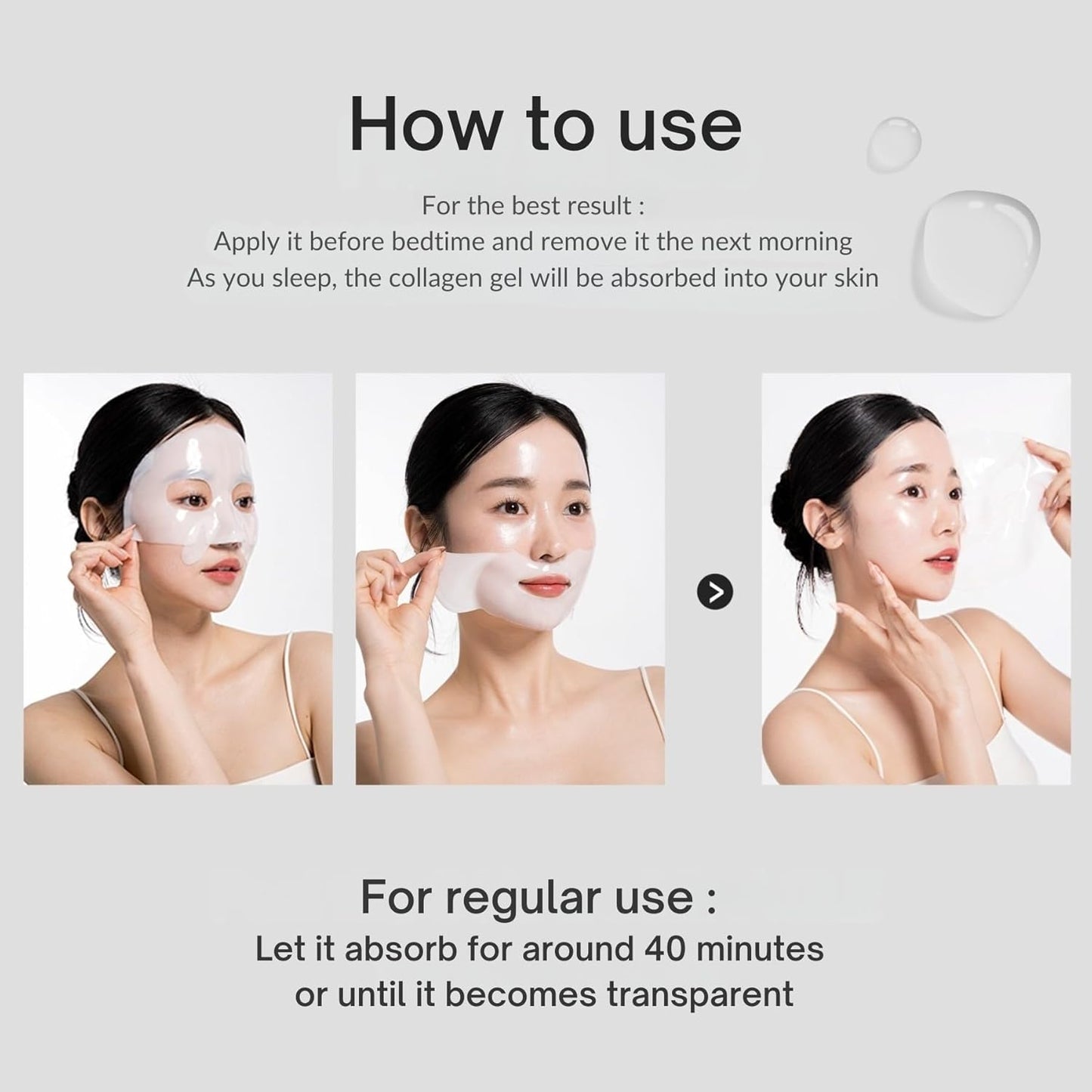 Vegan Mucin Lifting Hydrogel Collagen Face Mask 10 ea Ultimate Hydration, Improves Skin Texture, Soothing, Elasticity, Glowing Skin, Reduces Fine Lines & Wrinkles, Made in Korea OHMYPURE (10, Vegan)